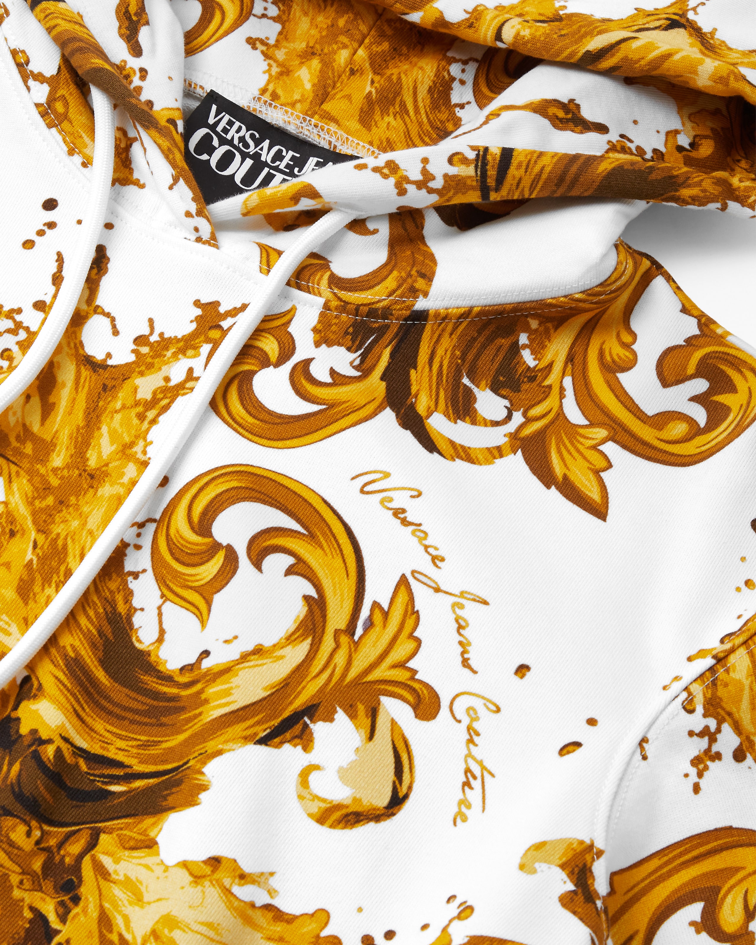 Printed Cotton-Jersey Crop Hoodie | VERSACE