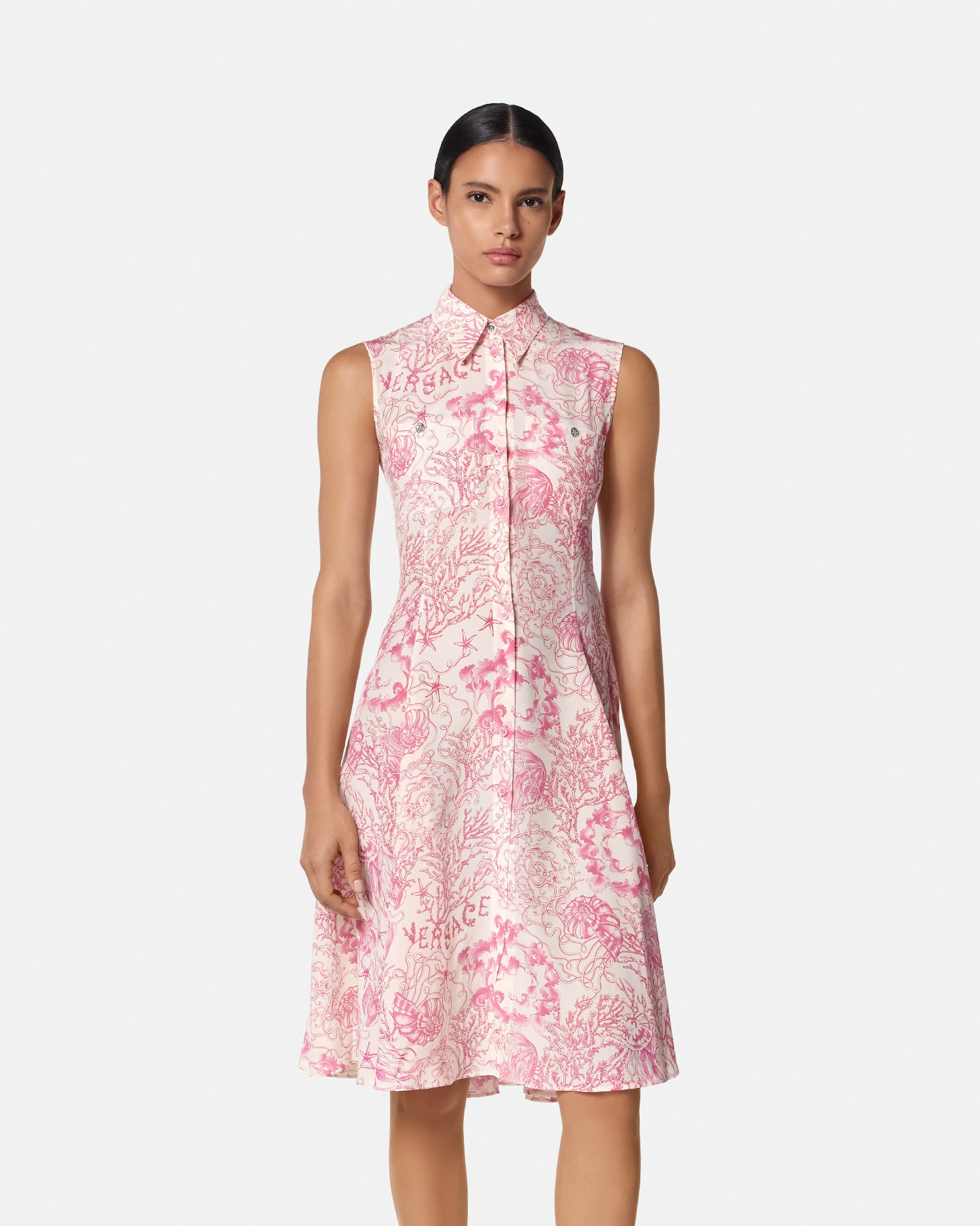 Underwater Barocco Flowy Midi Shirt Dress