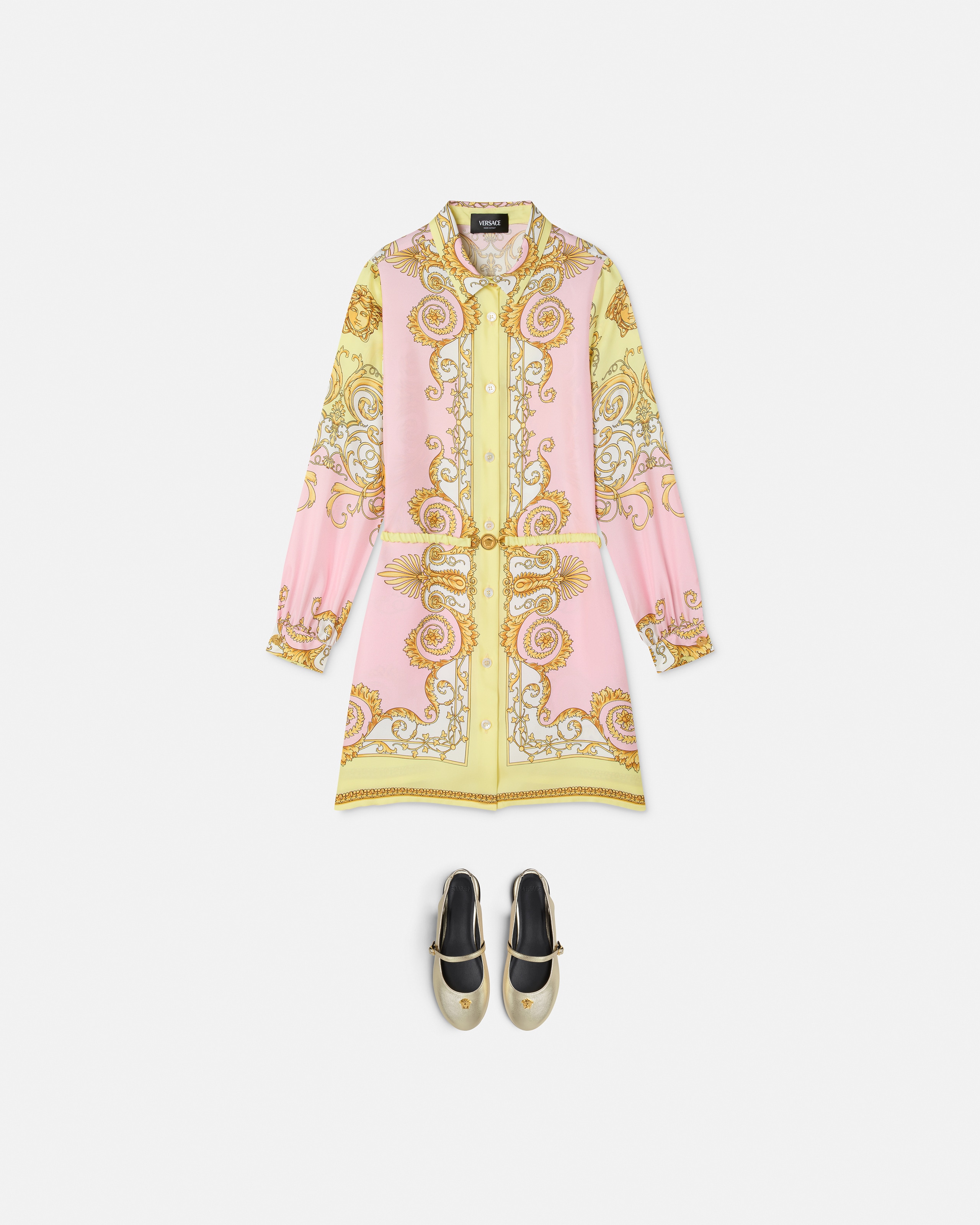 Versace Dress Silk Twill Print Spring Barocco Foulard Pn 1 In Pink