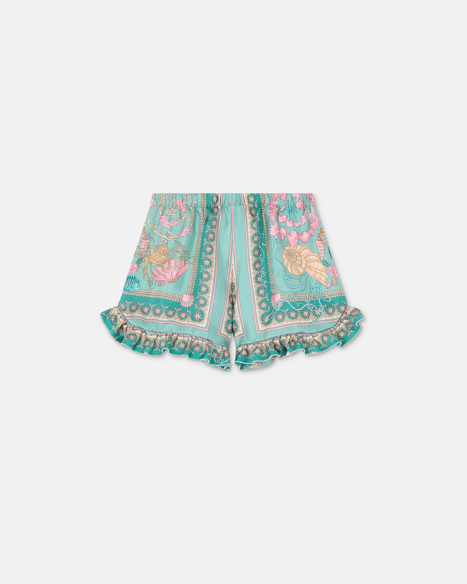 Underwater Barocco Ruffled Silk Kids Shorts