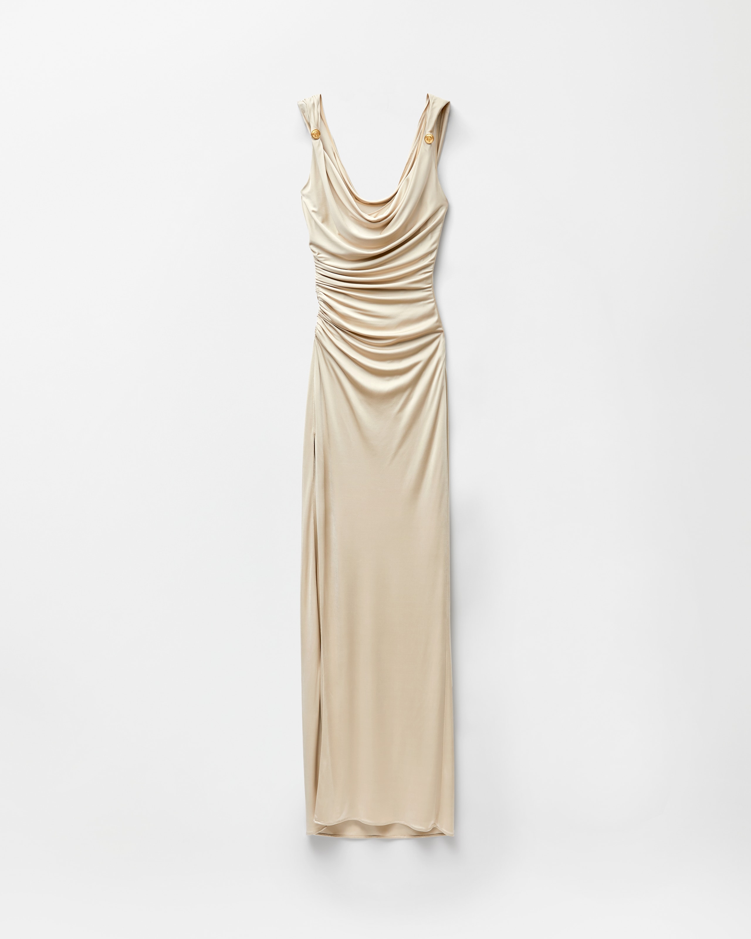 Versace Viscose-jersey Gown In Beige