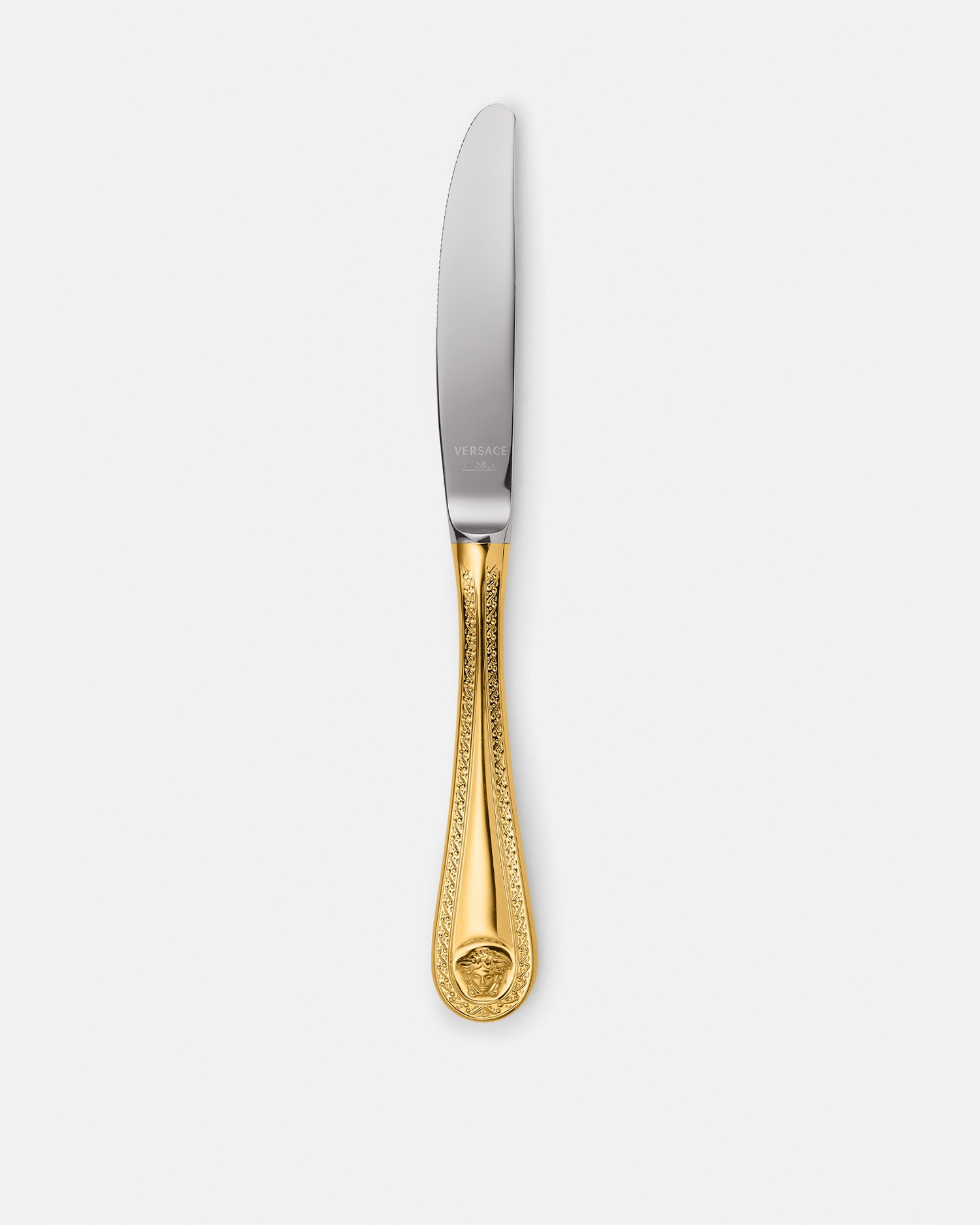 Versace Porcellane E Cristalli Medusa Gilded Dinner Knife In White