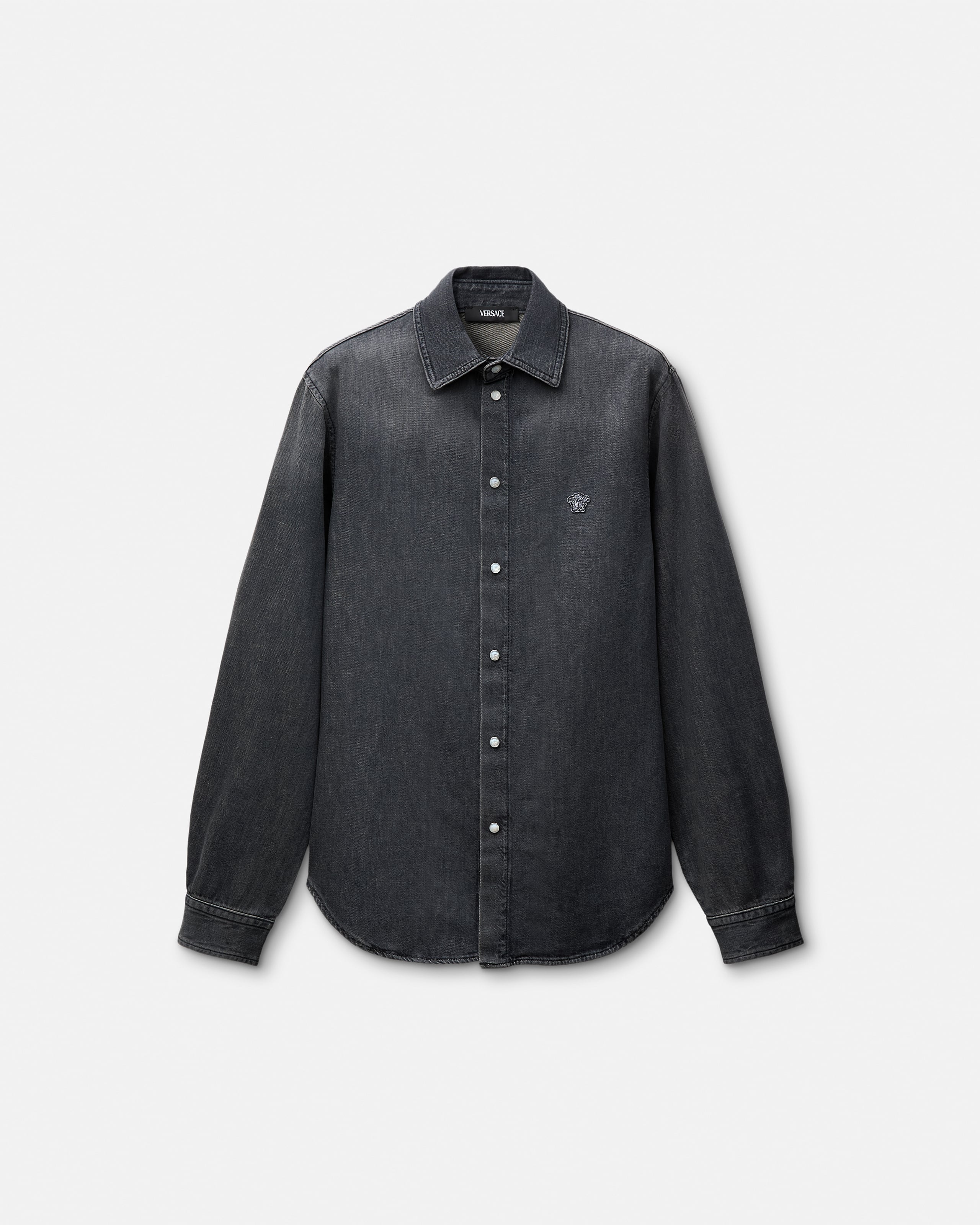 Versace Lightweight Denim Shirt In Gray