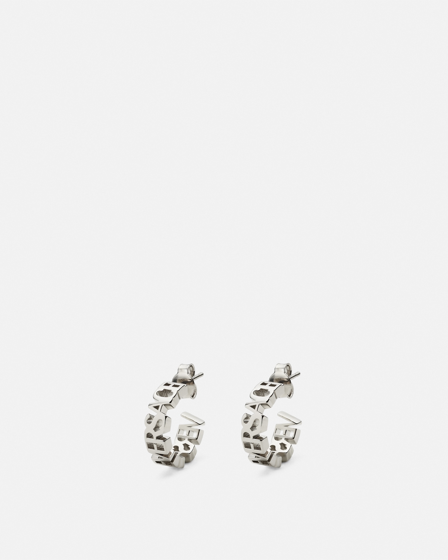 VERSACE シルバー ロゴ フープピアス Versace Logo Earrings | VERSACE US