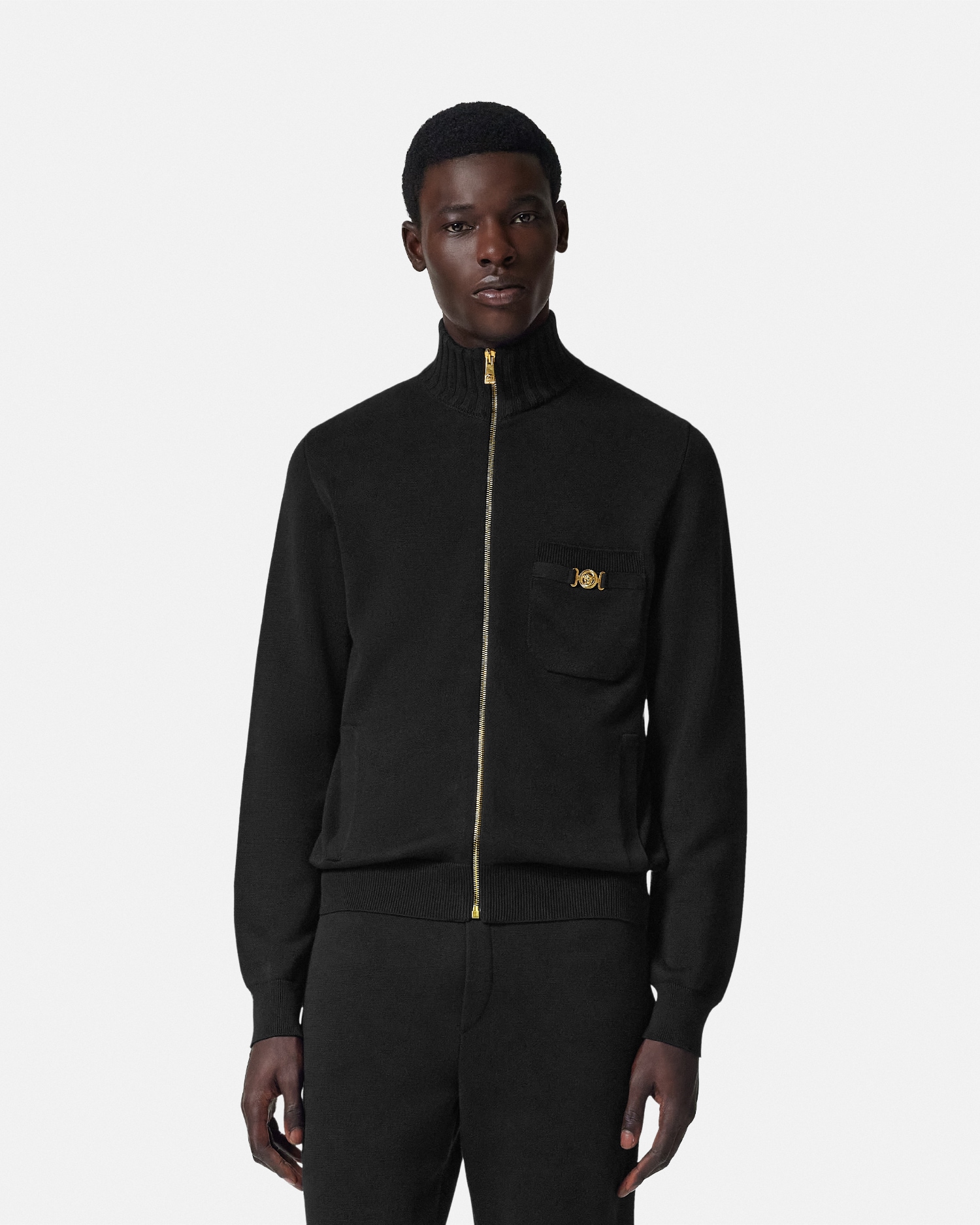 Cashmere-Blend Knit Zip Sweater