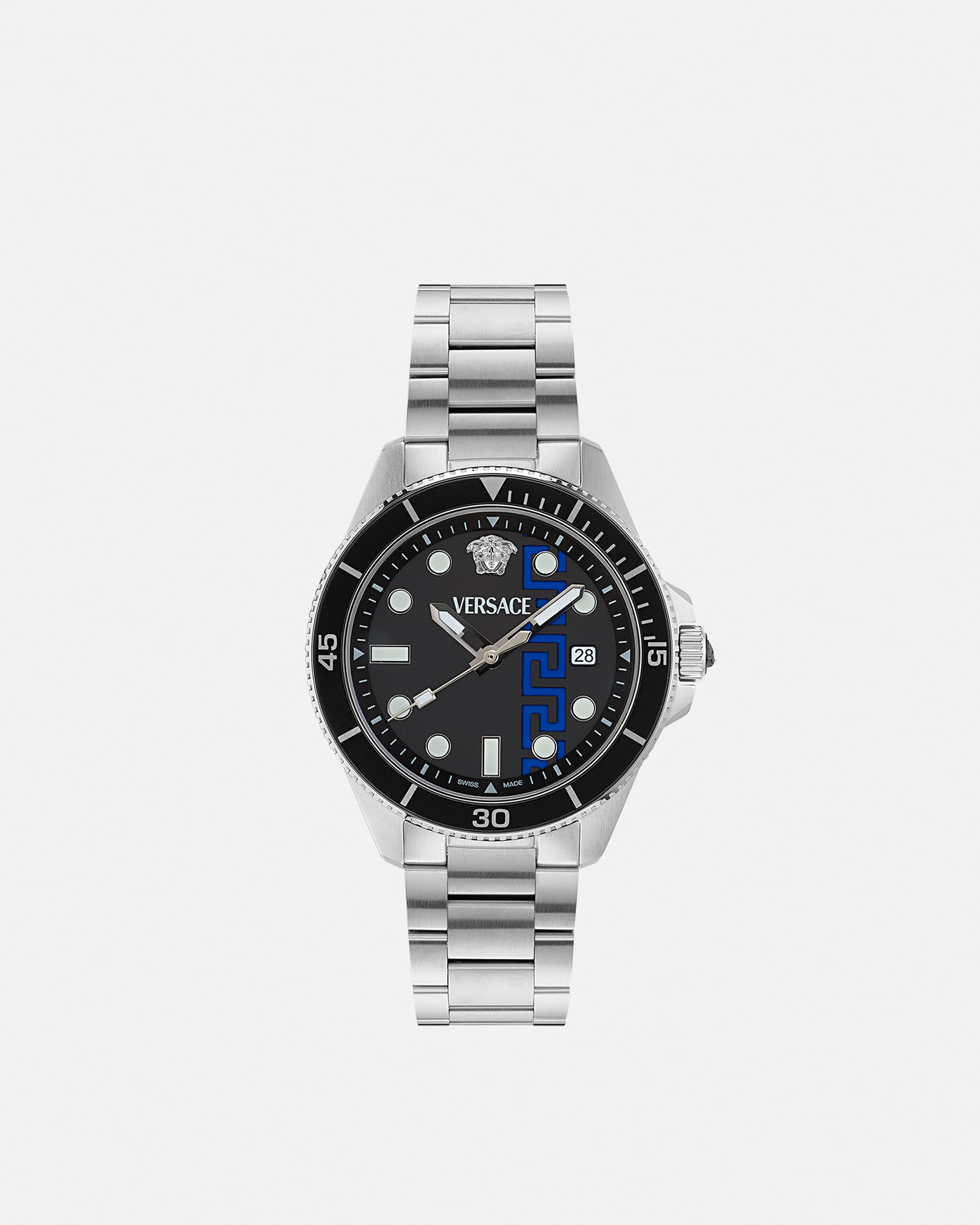 Versace Greca Force Watch In Silver