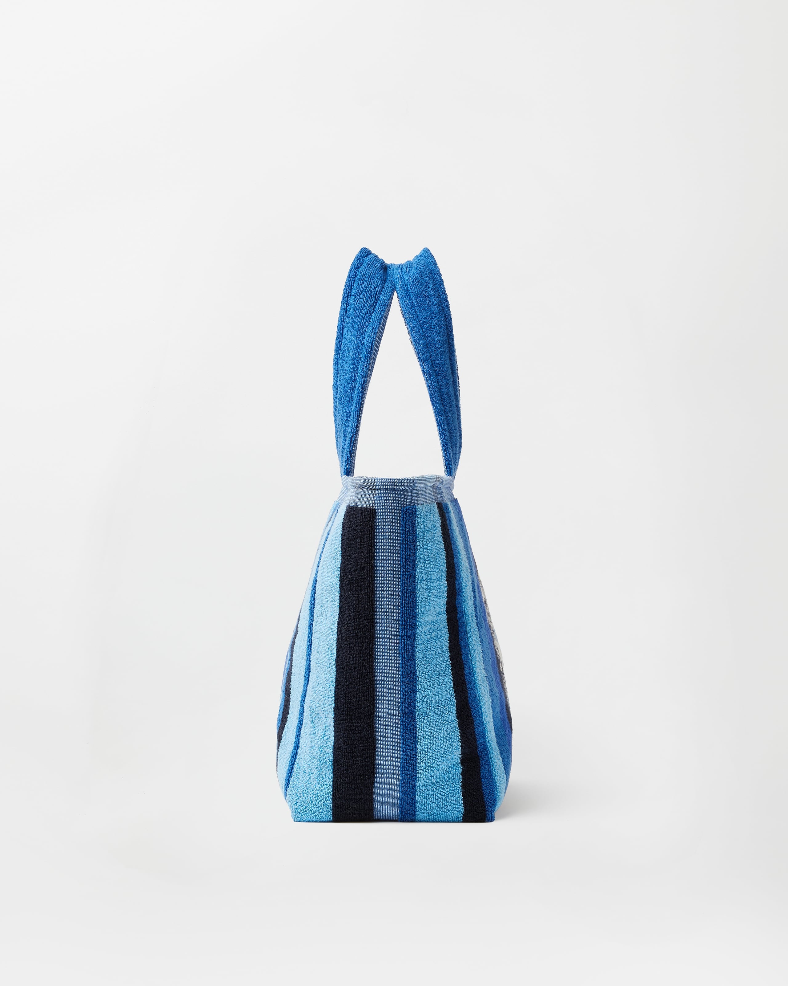 Striped Cotton-Terry Jacquard Tote Bag Blue | VERSACE IN