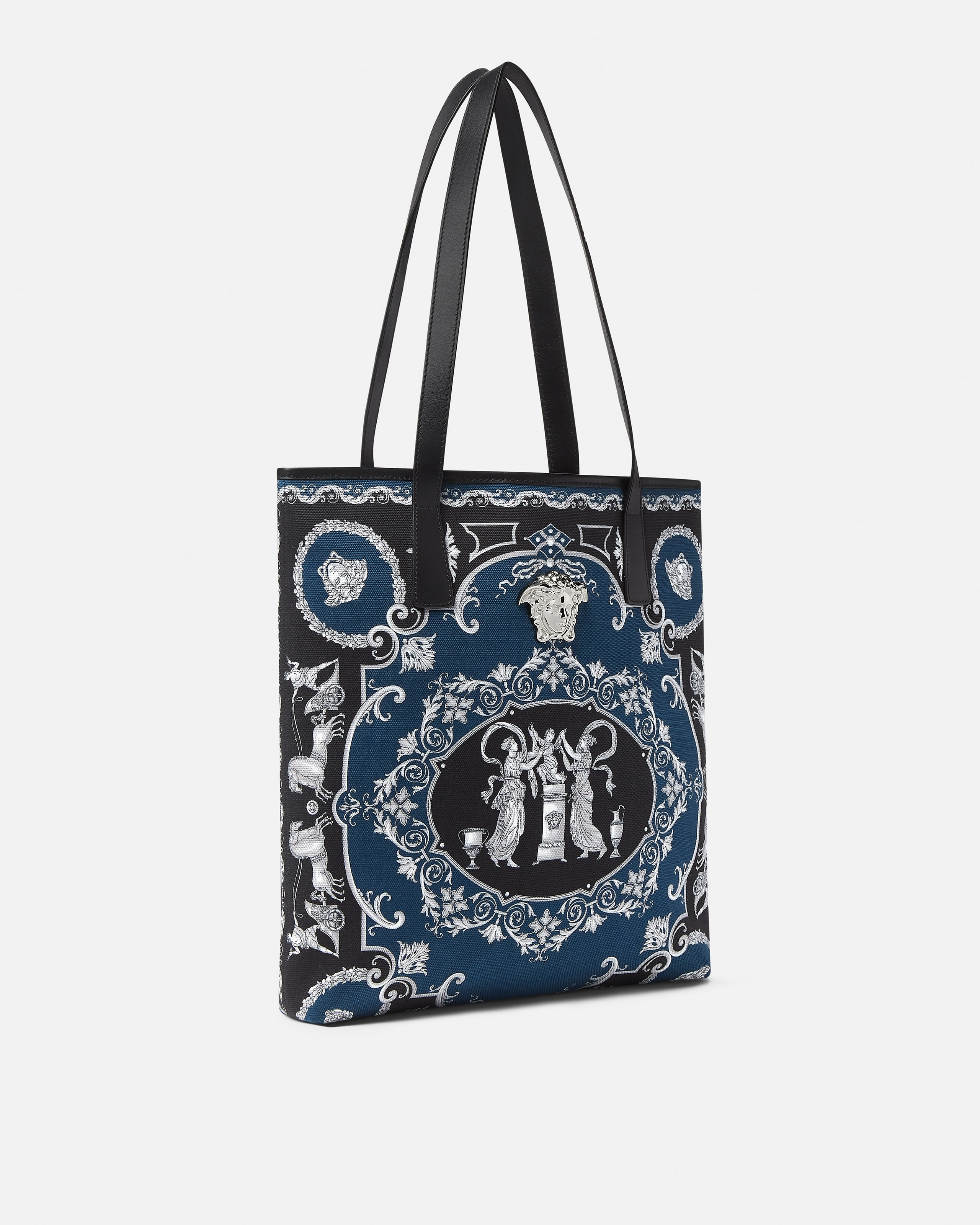 Versace La Medusa Printed Canvas Tote In Multi