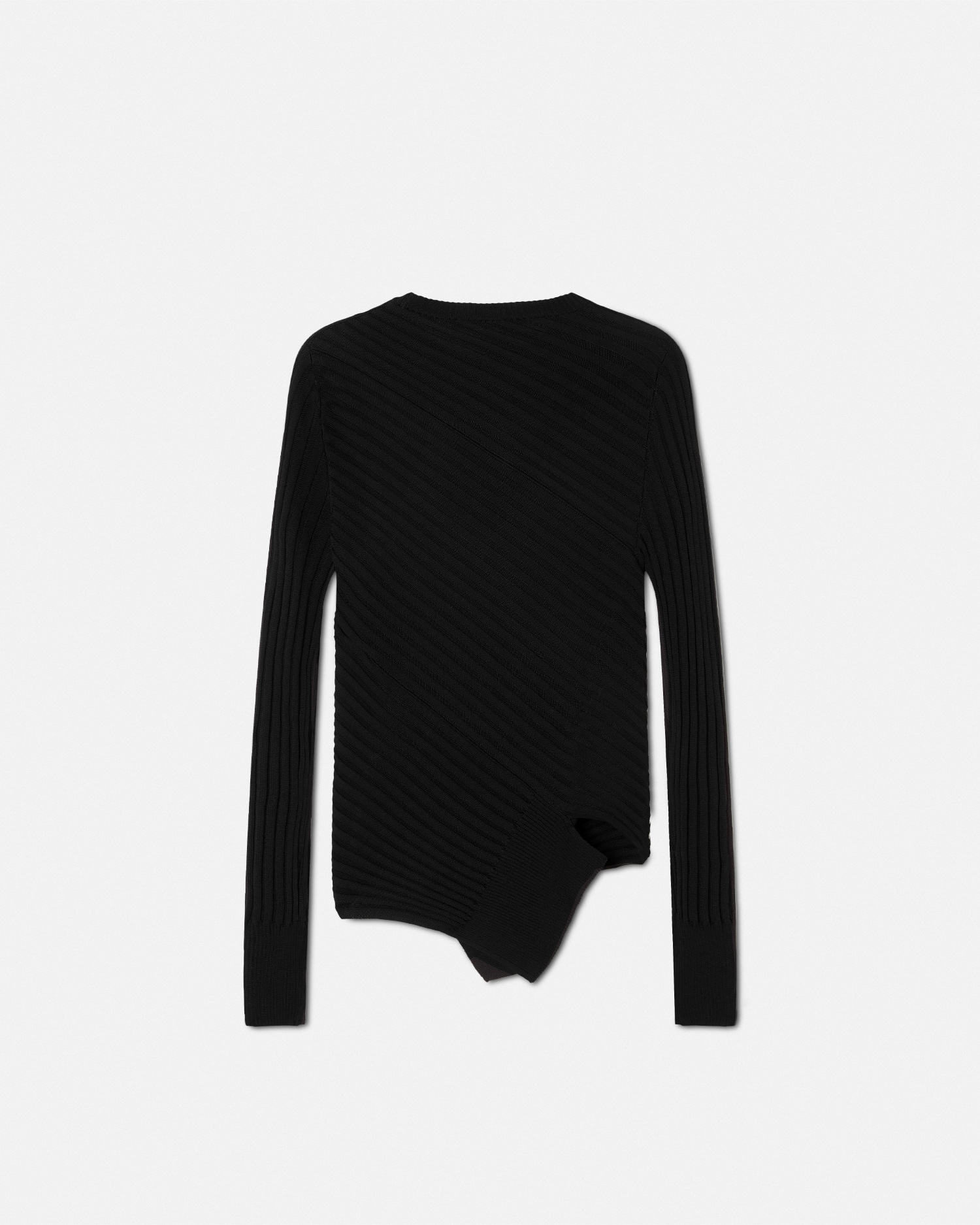 Safety Pin Asymmetric Ribbed Knit Sweater