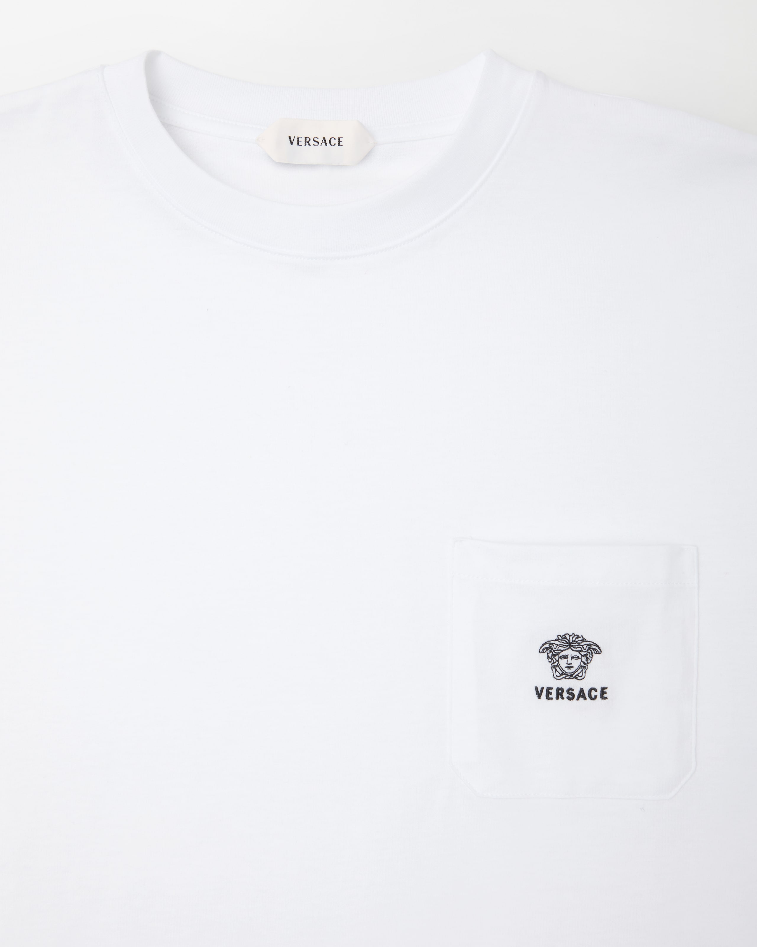 Embroidered Cotton-Jersey T-Shirt White | VERSACE US