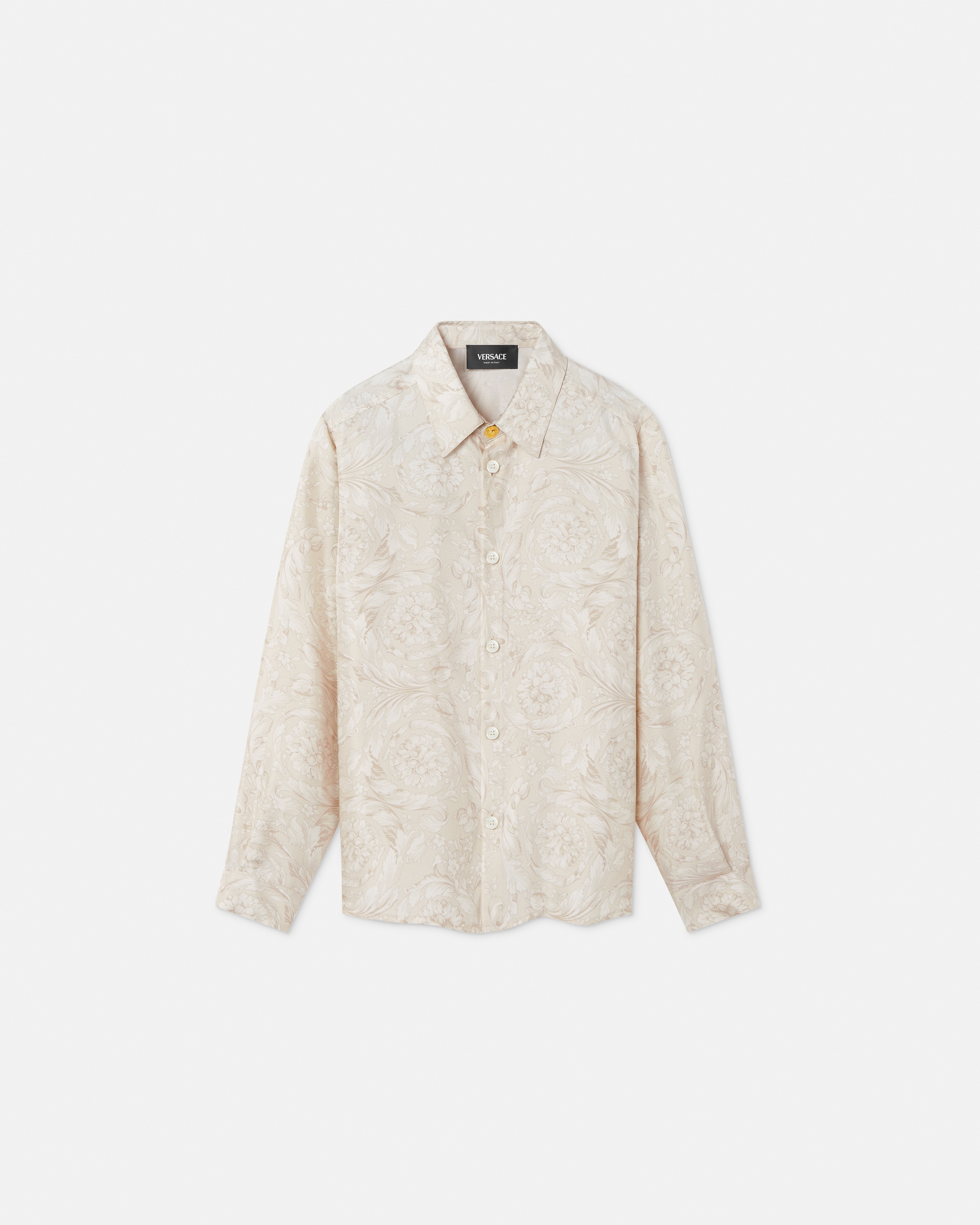 Versace Barocco Kids Silk Shirt In White