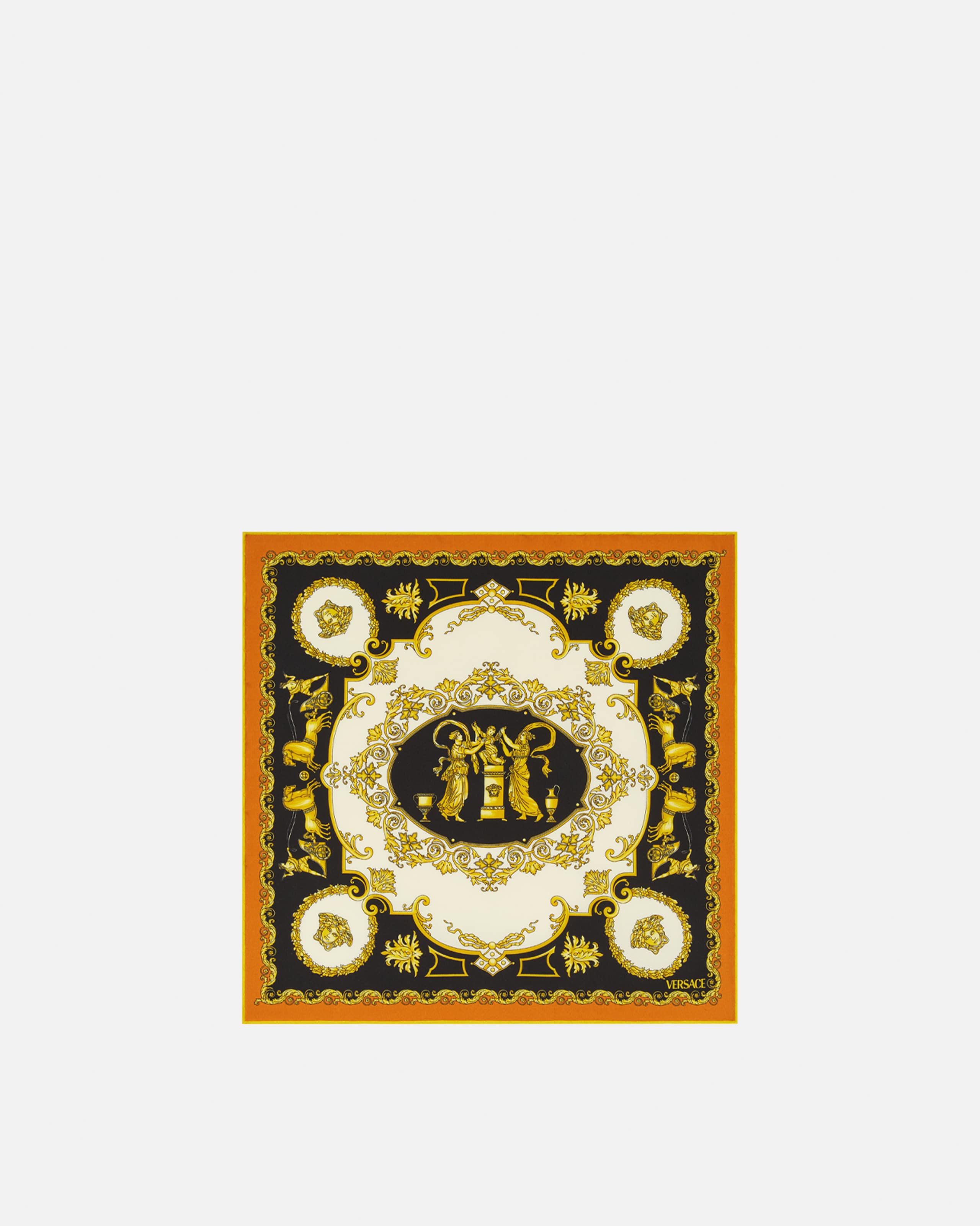 Versace Petit Foulard En Sergé De Soie Imprimé 45 Cm In Black