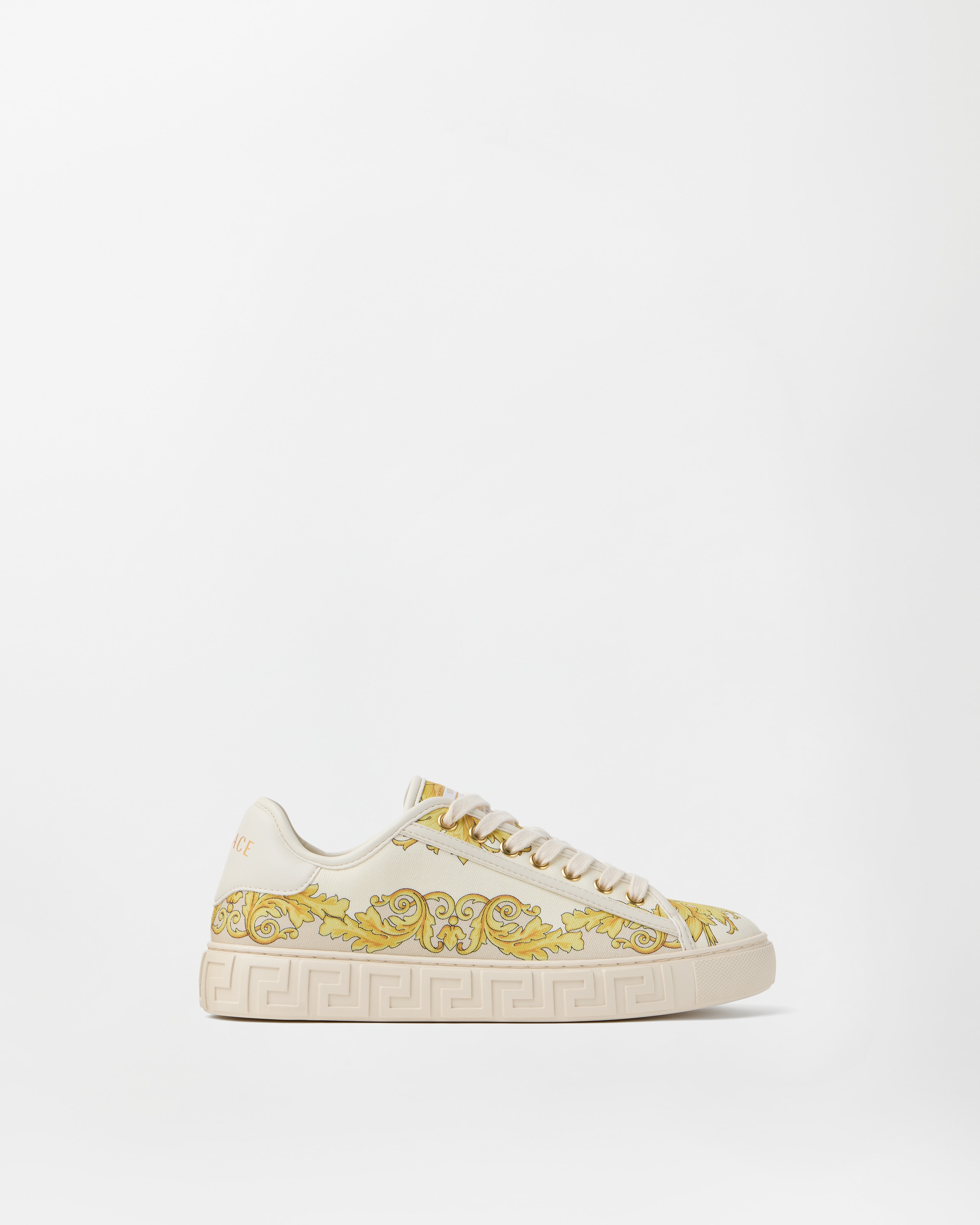 Versace Greca Printed Silk-twill Trainers In Multi