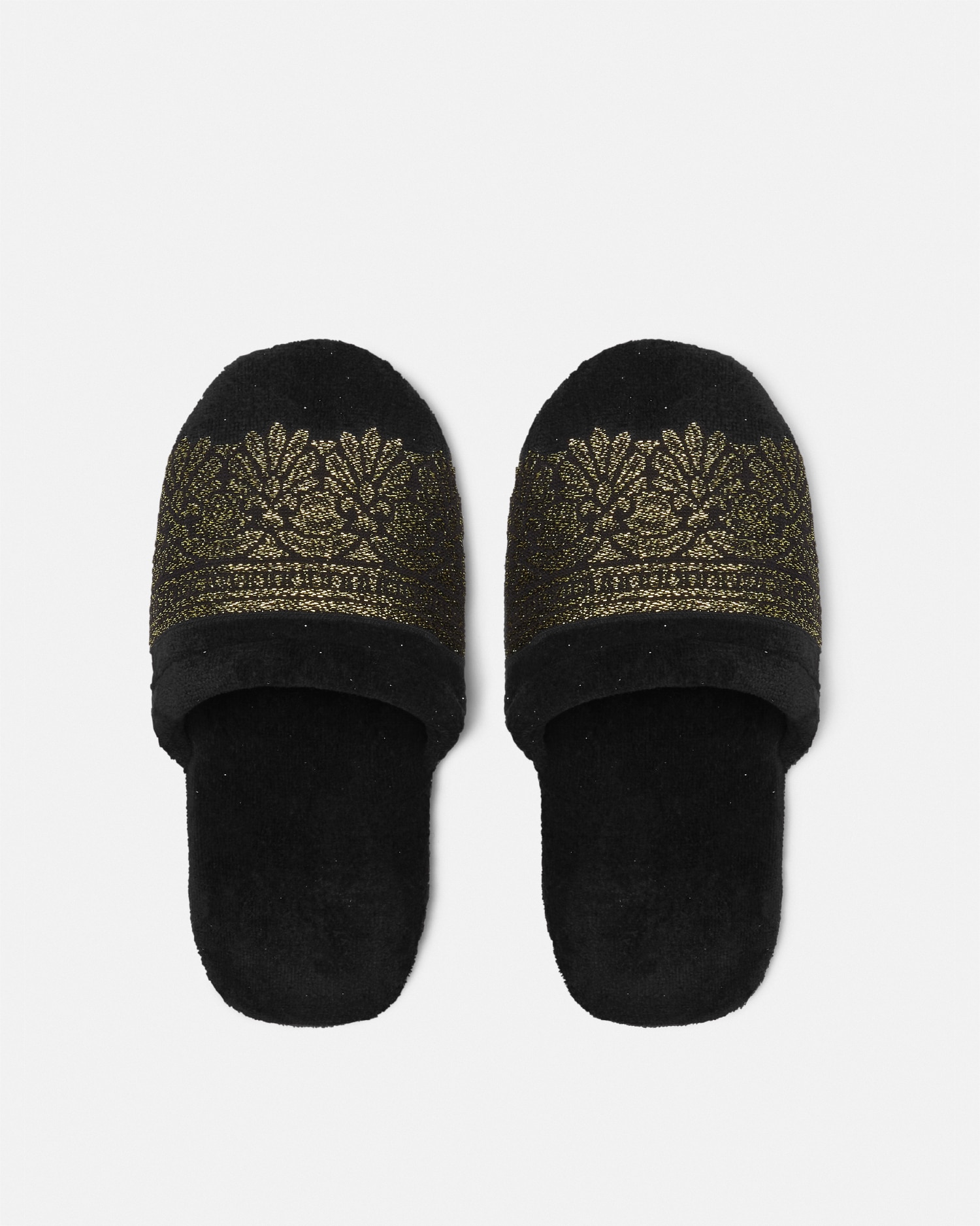 Versace Coupe Des Dieux Slippers In Noir+imprimer