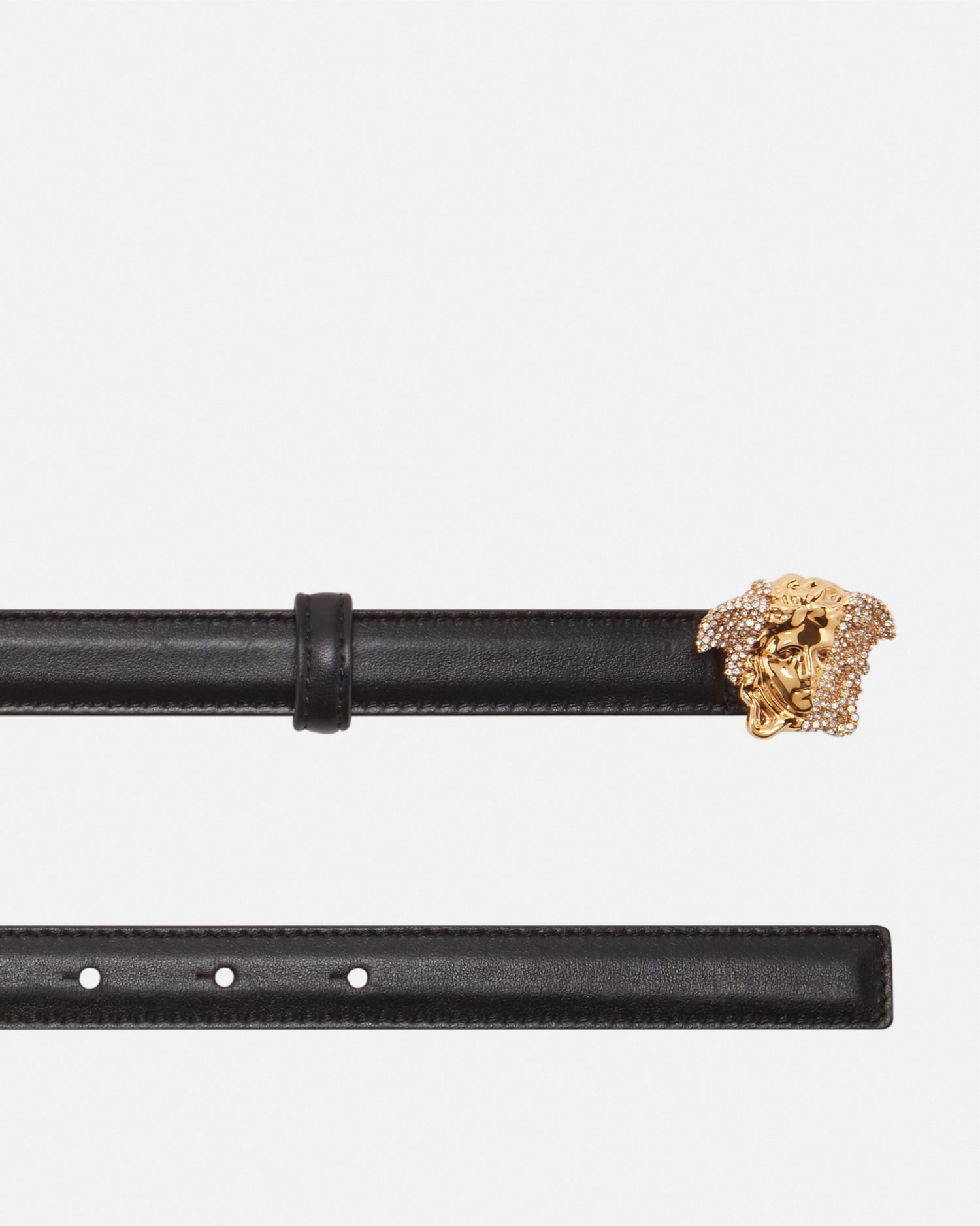 Crystal La Medusa Thin Leather Belt