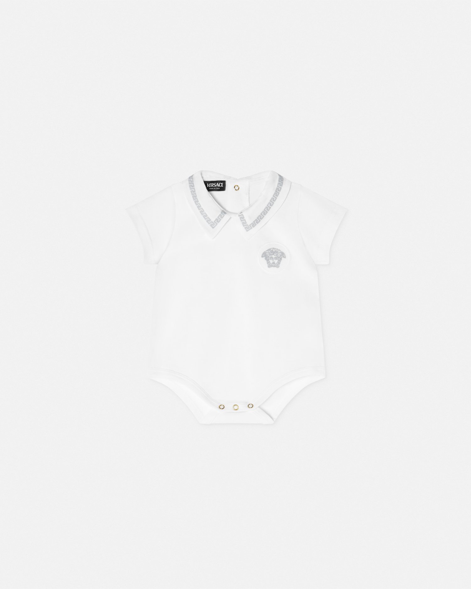 Versace Embroidered Greca Baby Bodysuit In White