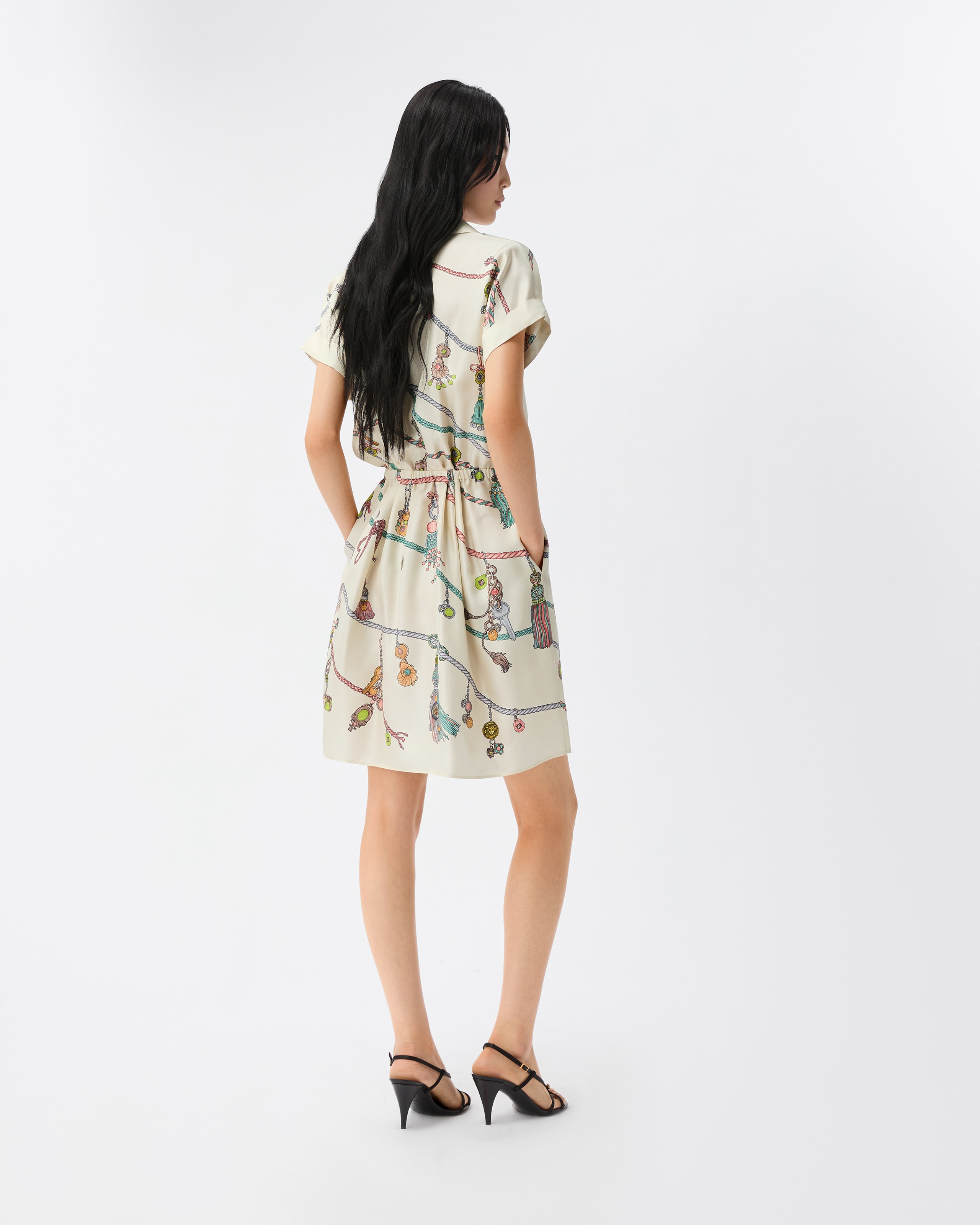 gianni versace silk mini dress Vintage 1991 Gianni Versace Documented Runway Baroque Print Silk Strapless Mini  Dress