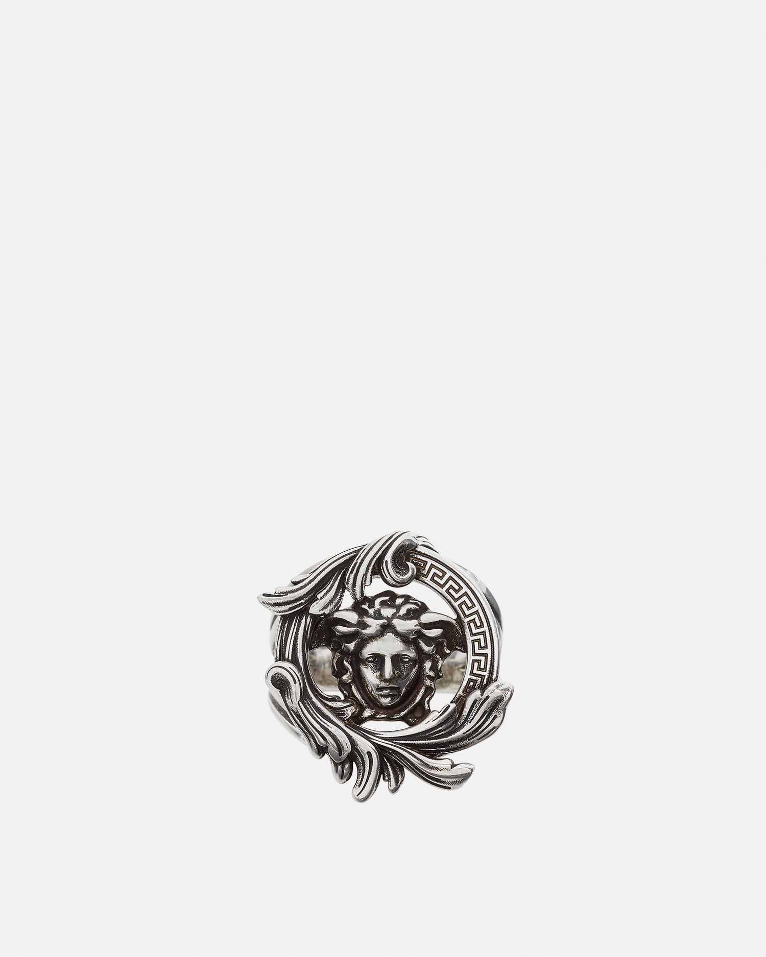 Versace Medusa Head Motif Ring In Argent