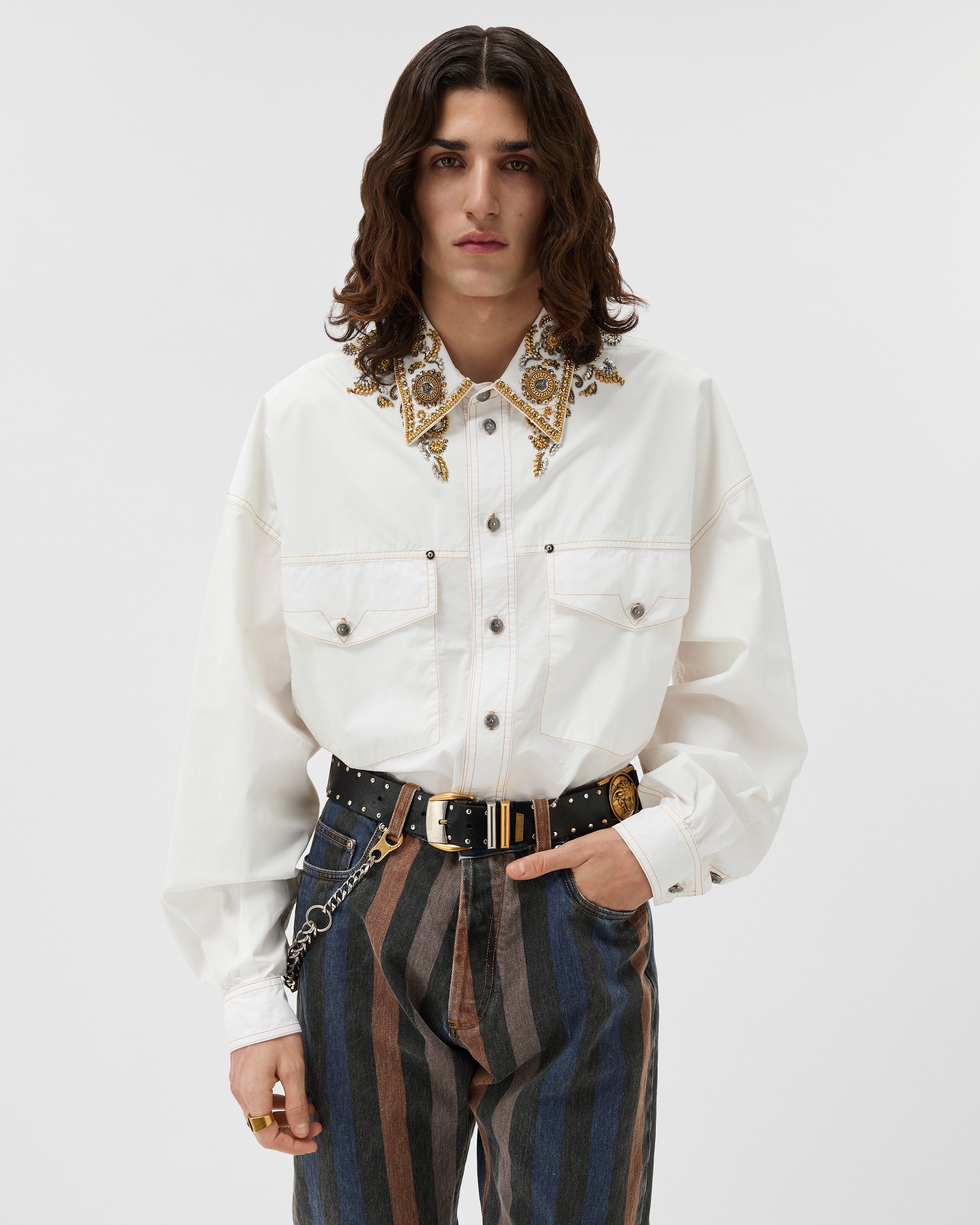 white dress shirt and blue jeans The Resort Shirt in Linen