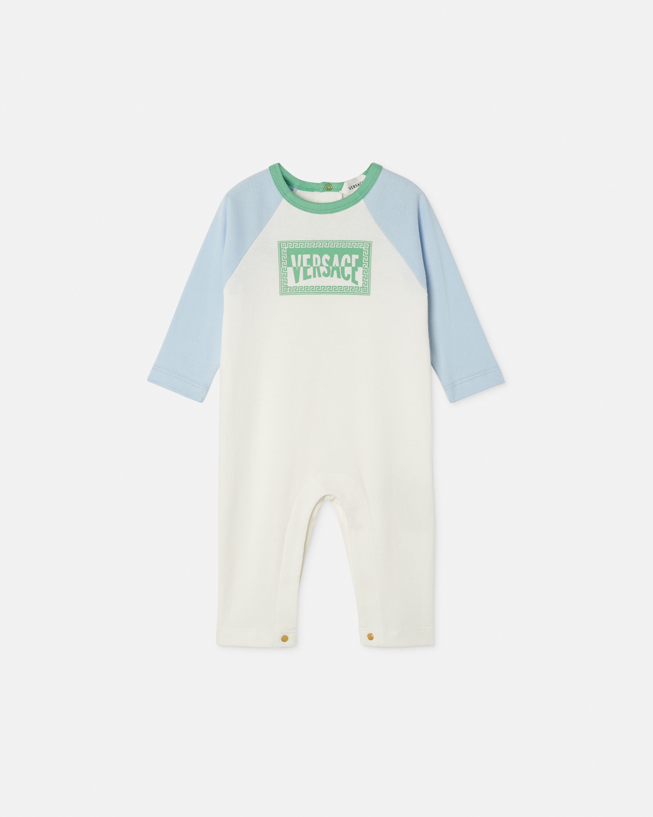 Versace Baby Printed Cotton-jersey Sleepsuit In Multi
