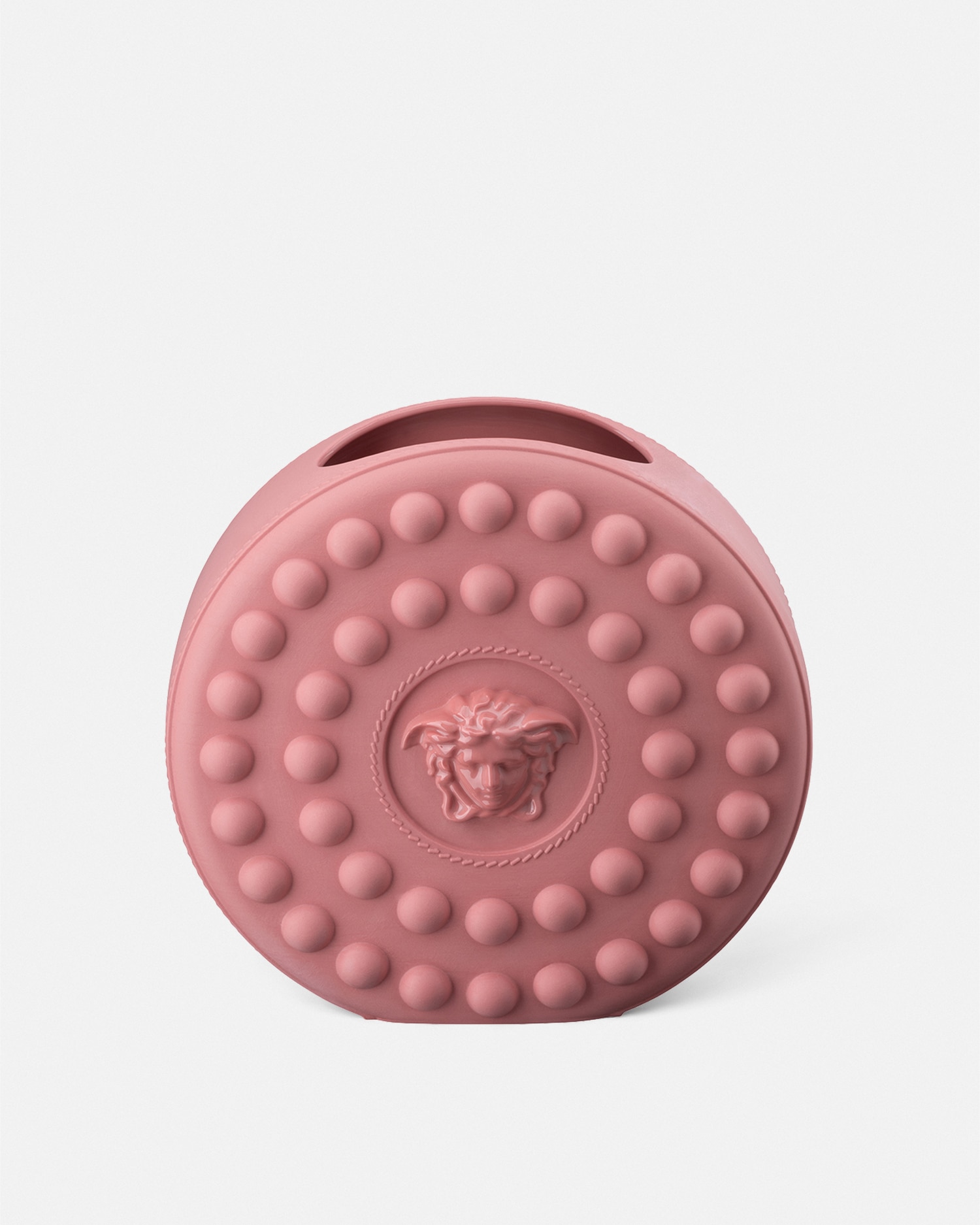 Versace La Medusa Round Studded Vase In Pink