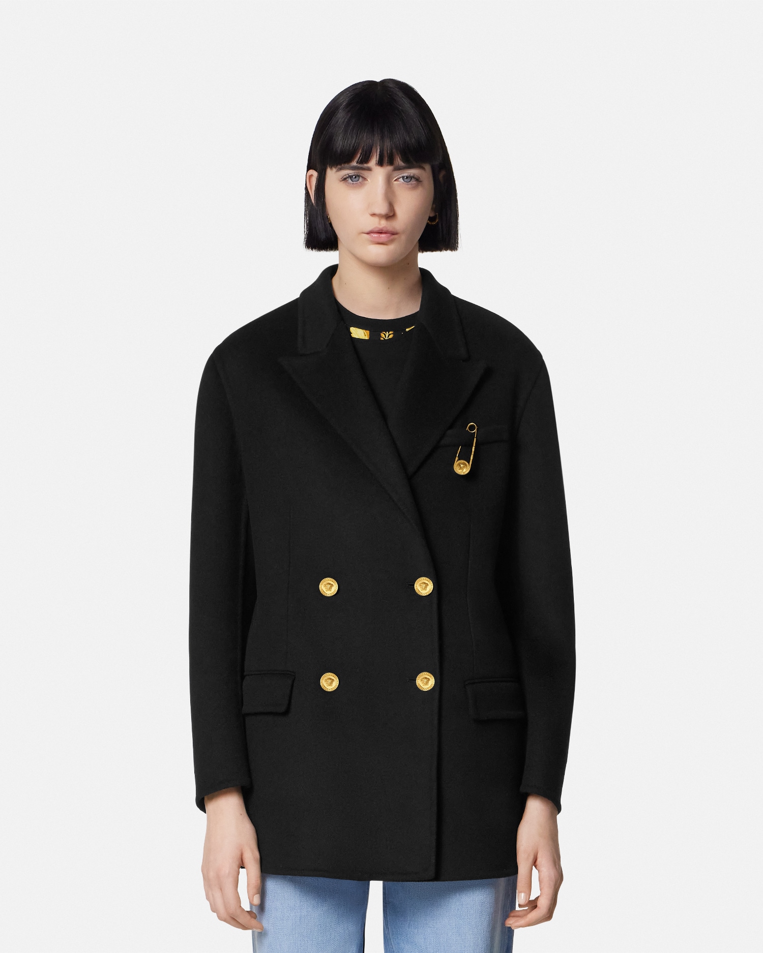 Cashmere-Blend Double-Breasted Peacoat