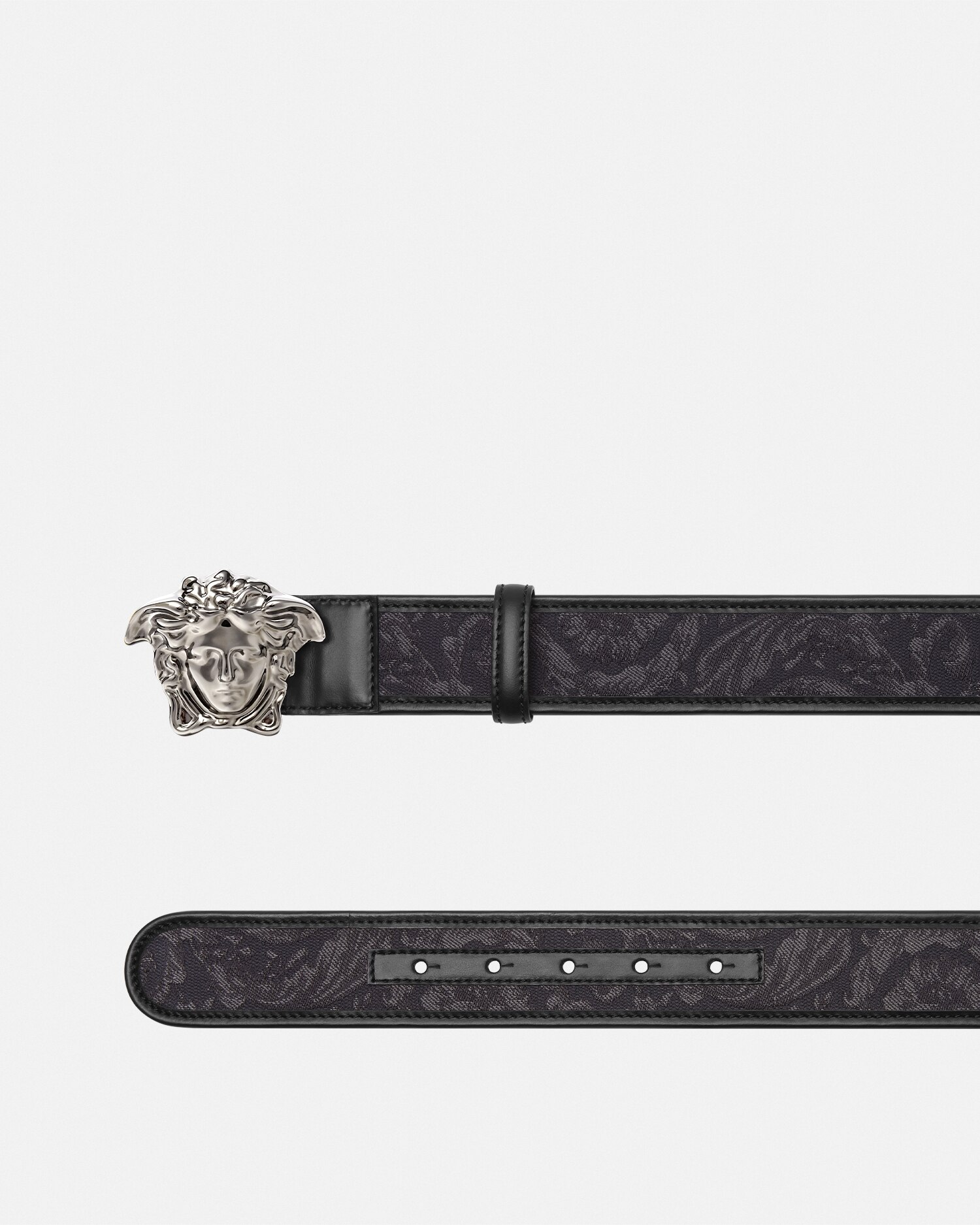 Versace Barocco La Medusa Belt In Black+print