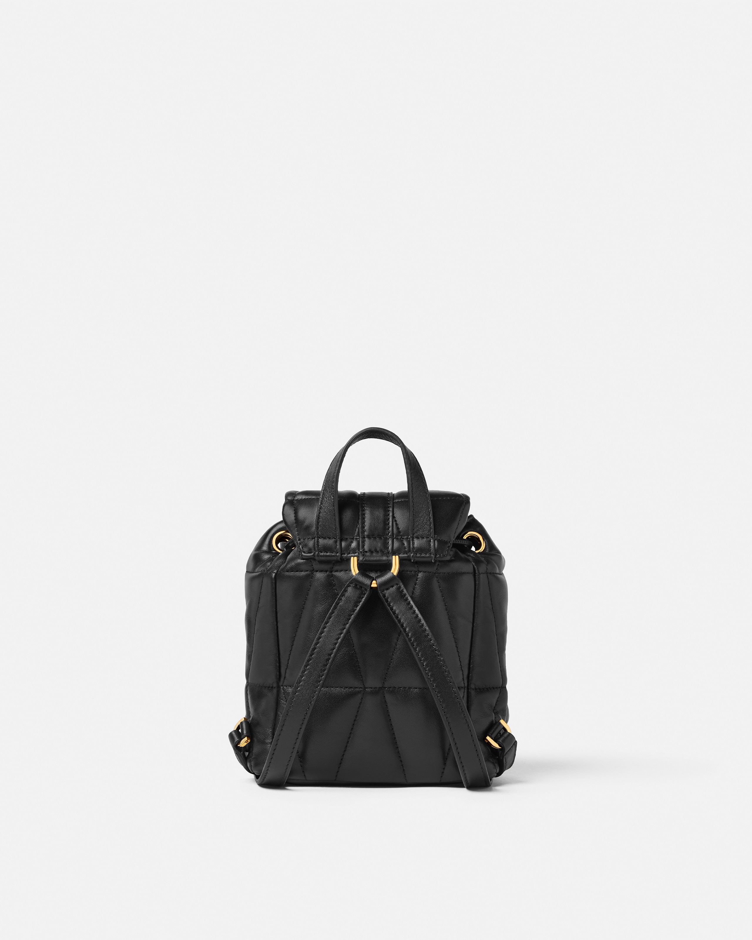 Kleio Quilted Nappa Backpack Black,Gold | VERSACE US