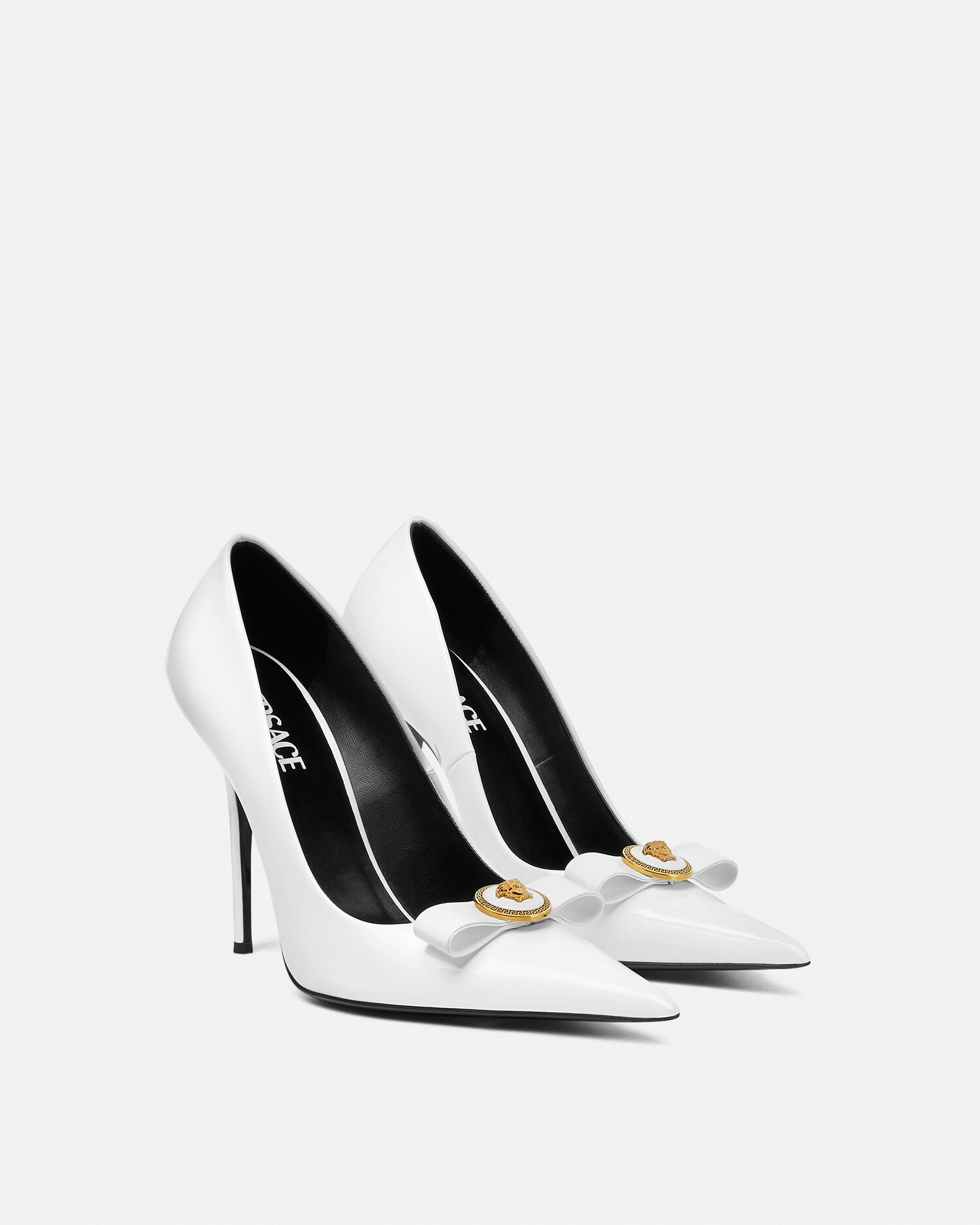 VERSACE GIANNI RIBBON ESCARPINS VERNIS 110 MM