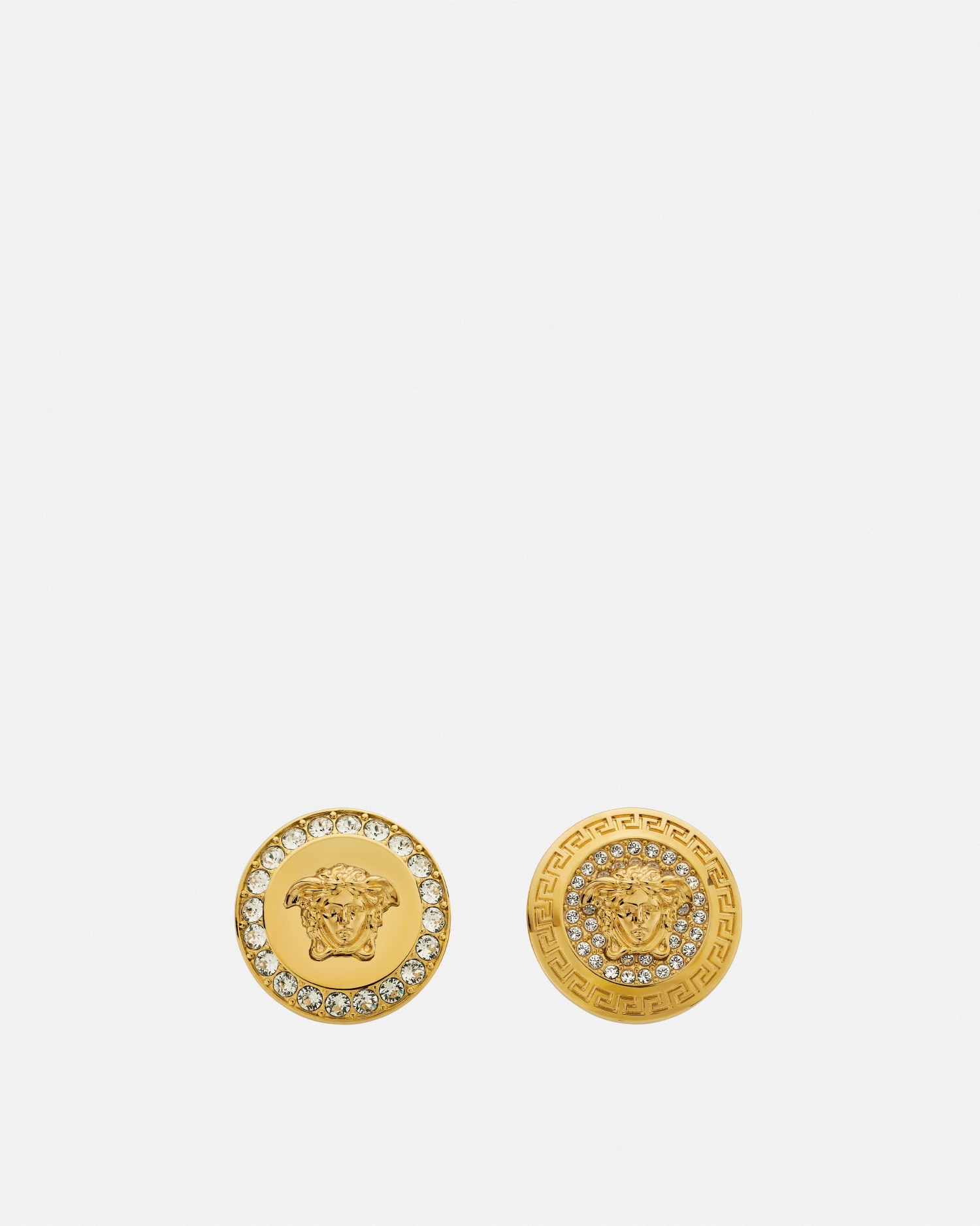 Versace Crystal La Medusa Stud Earrings In Gold