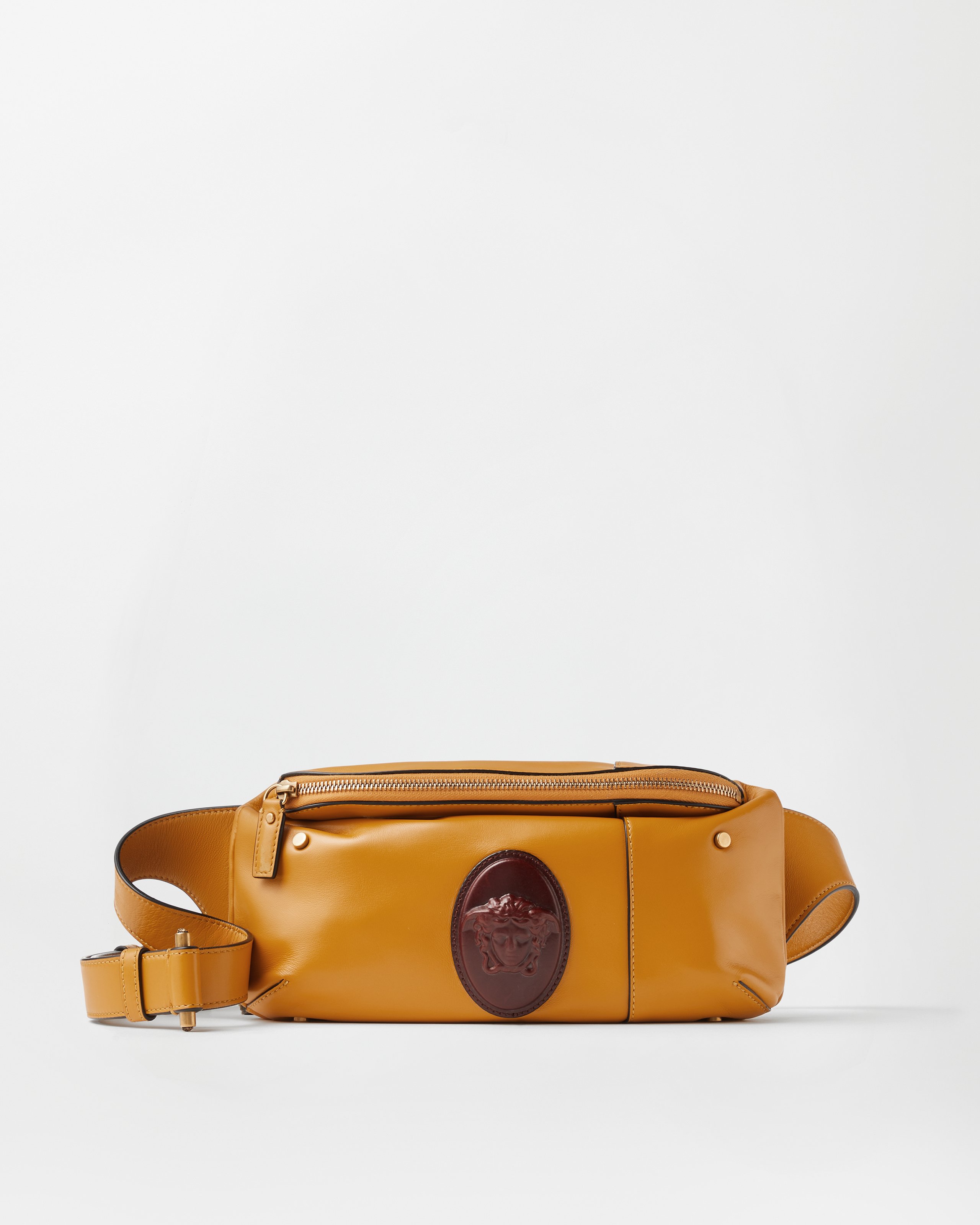 Versace Lou Small Nappa Belt Bag In Yellow