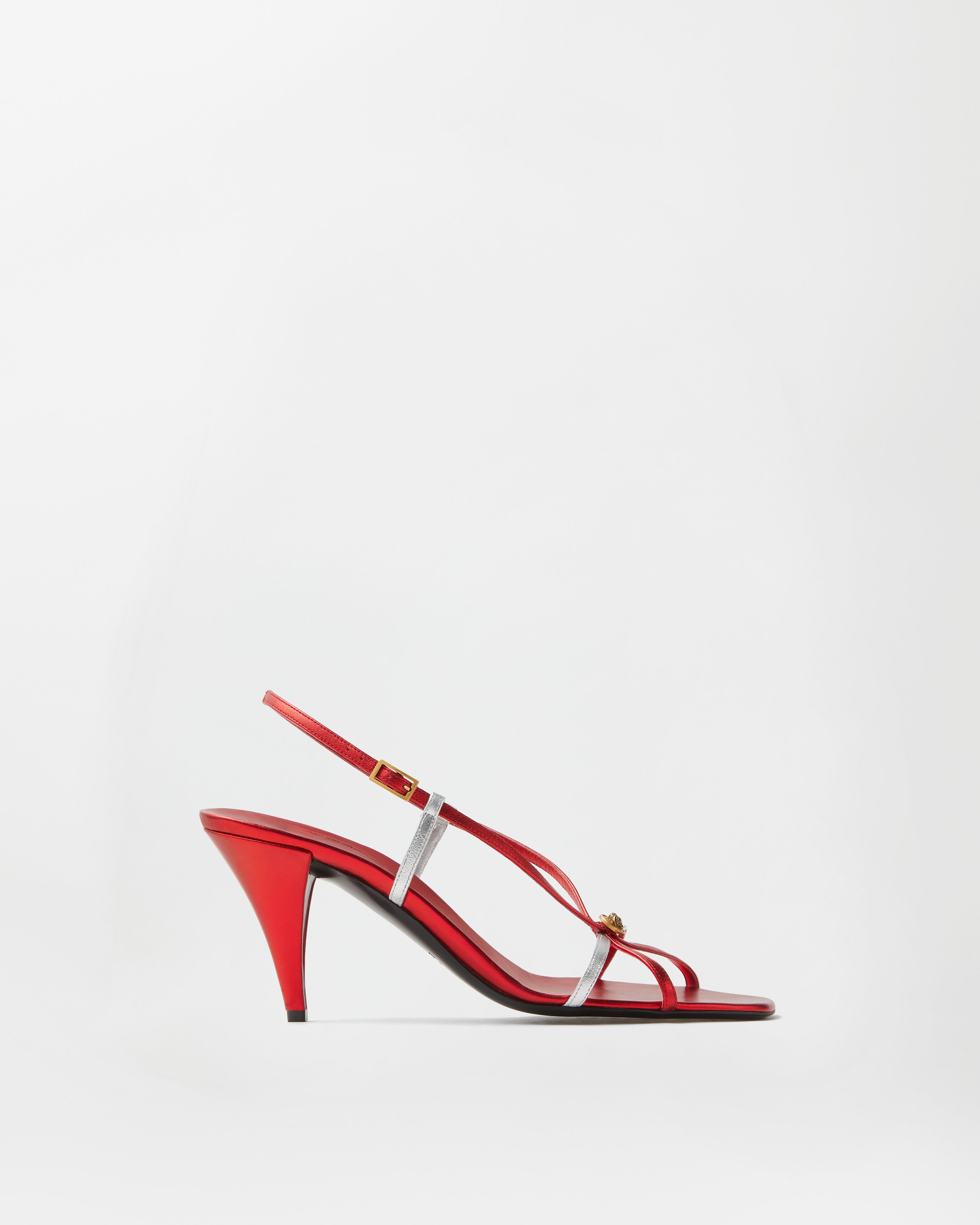Versace Valentina Sandales Métallisées 80 Mm In Red