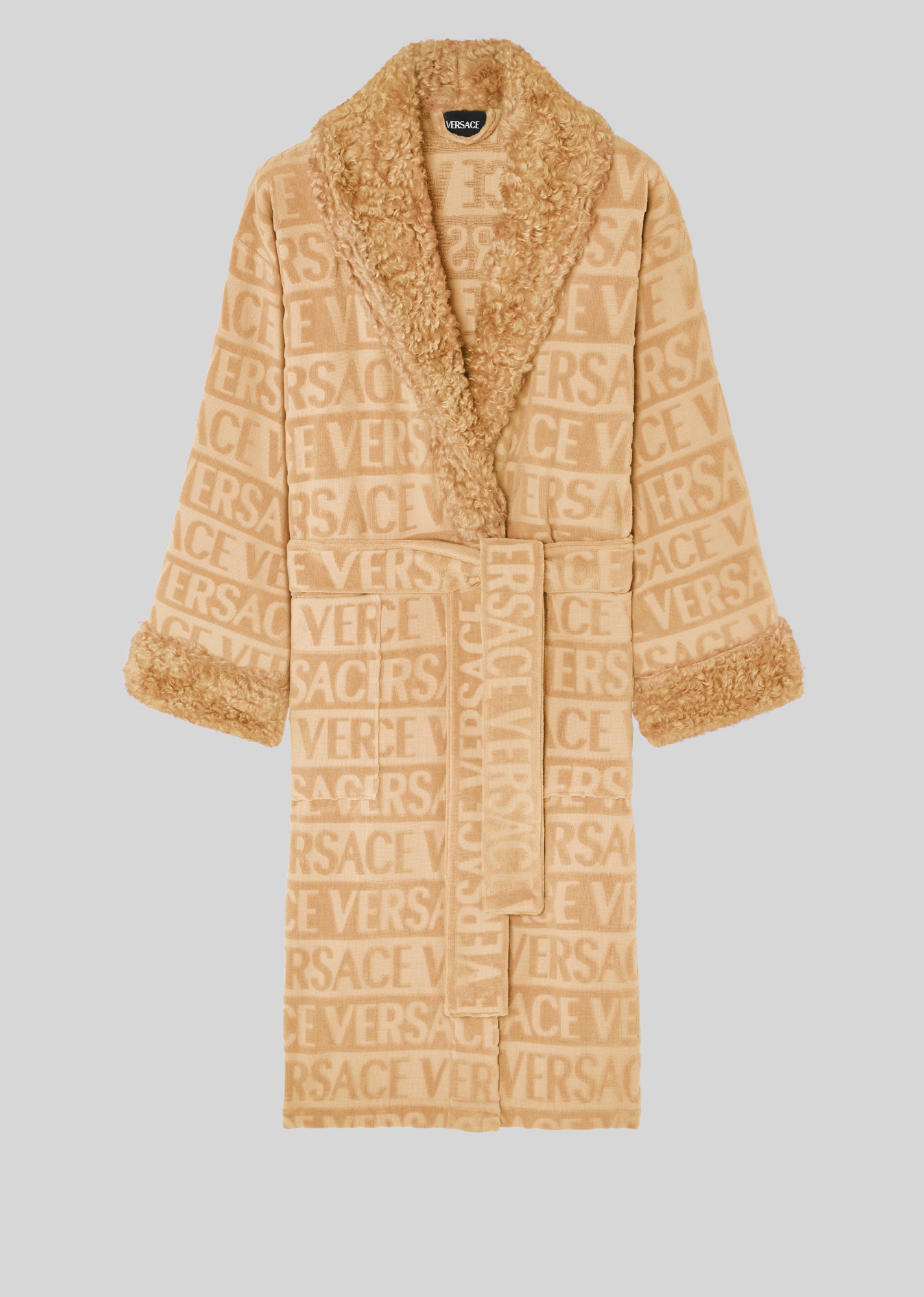Versace Allover人造皮草浴衣 棕色 1