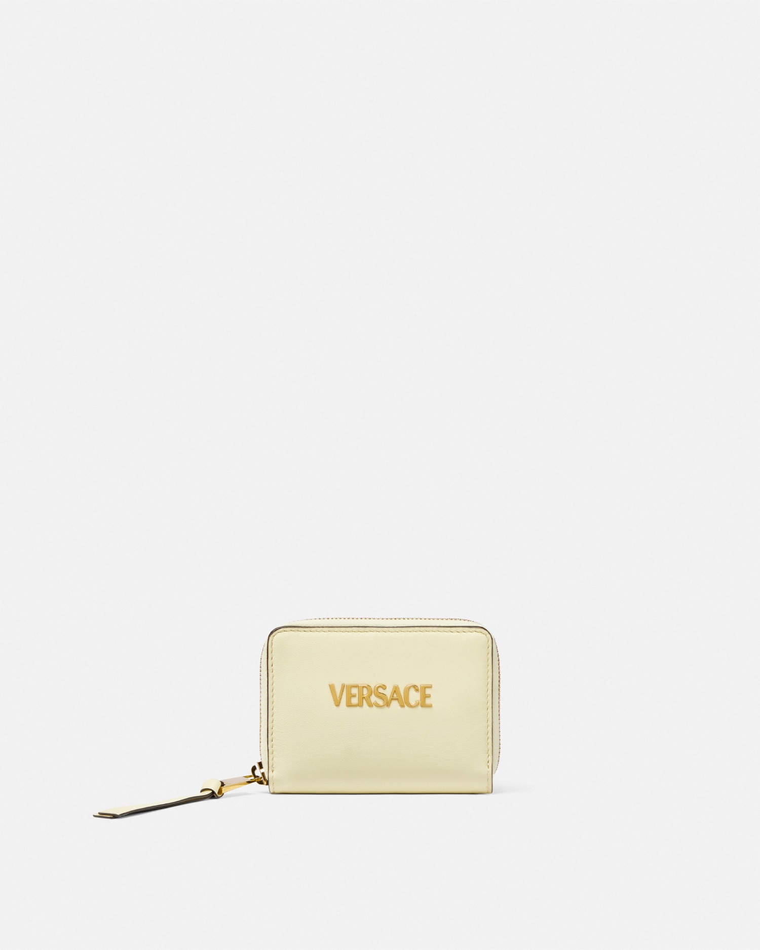 Versace Tag Zip Wallet In Yellow