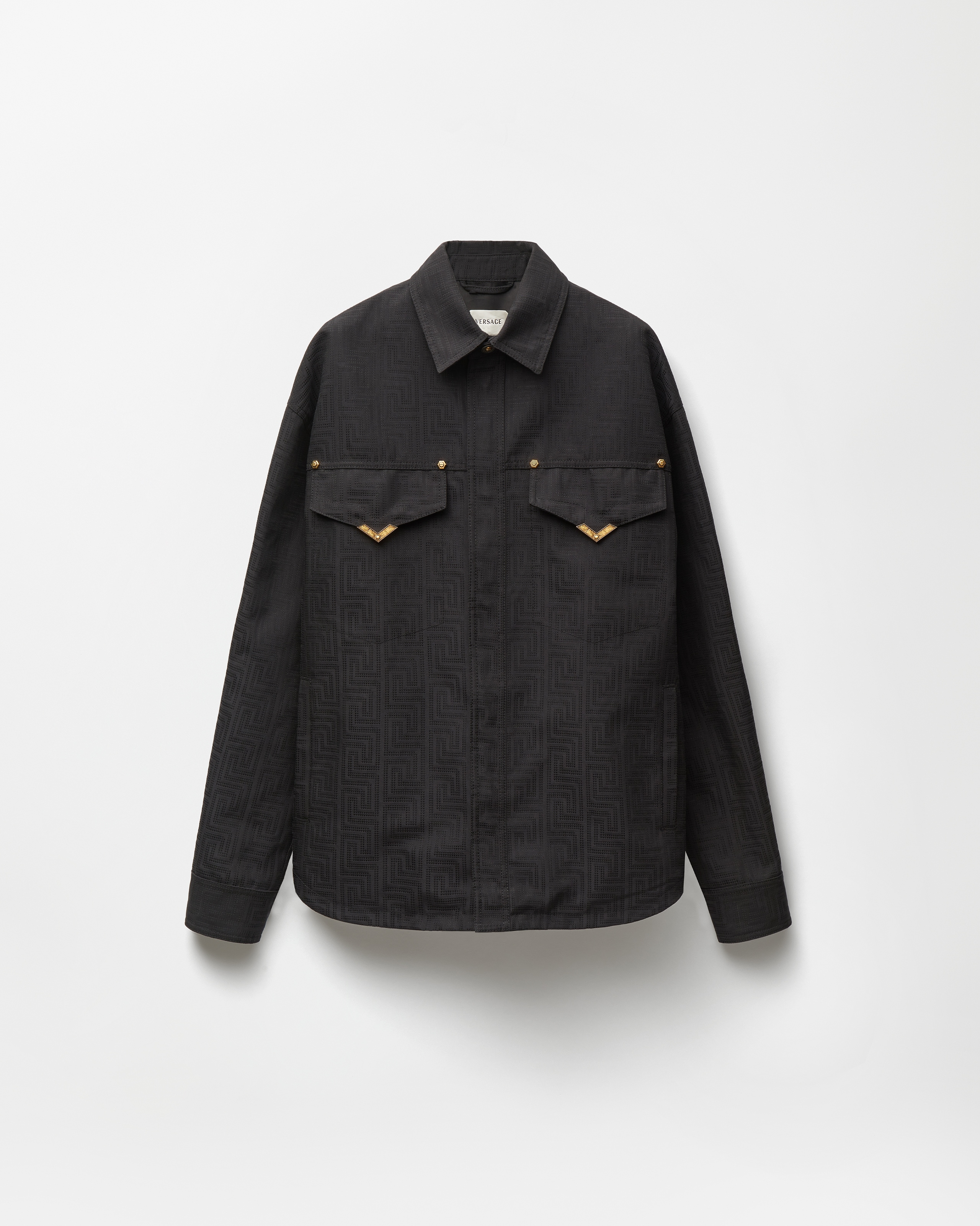 Versace Jacquard Cotton-blend Blouson In Black