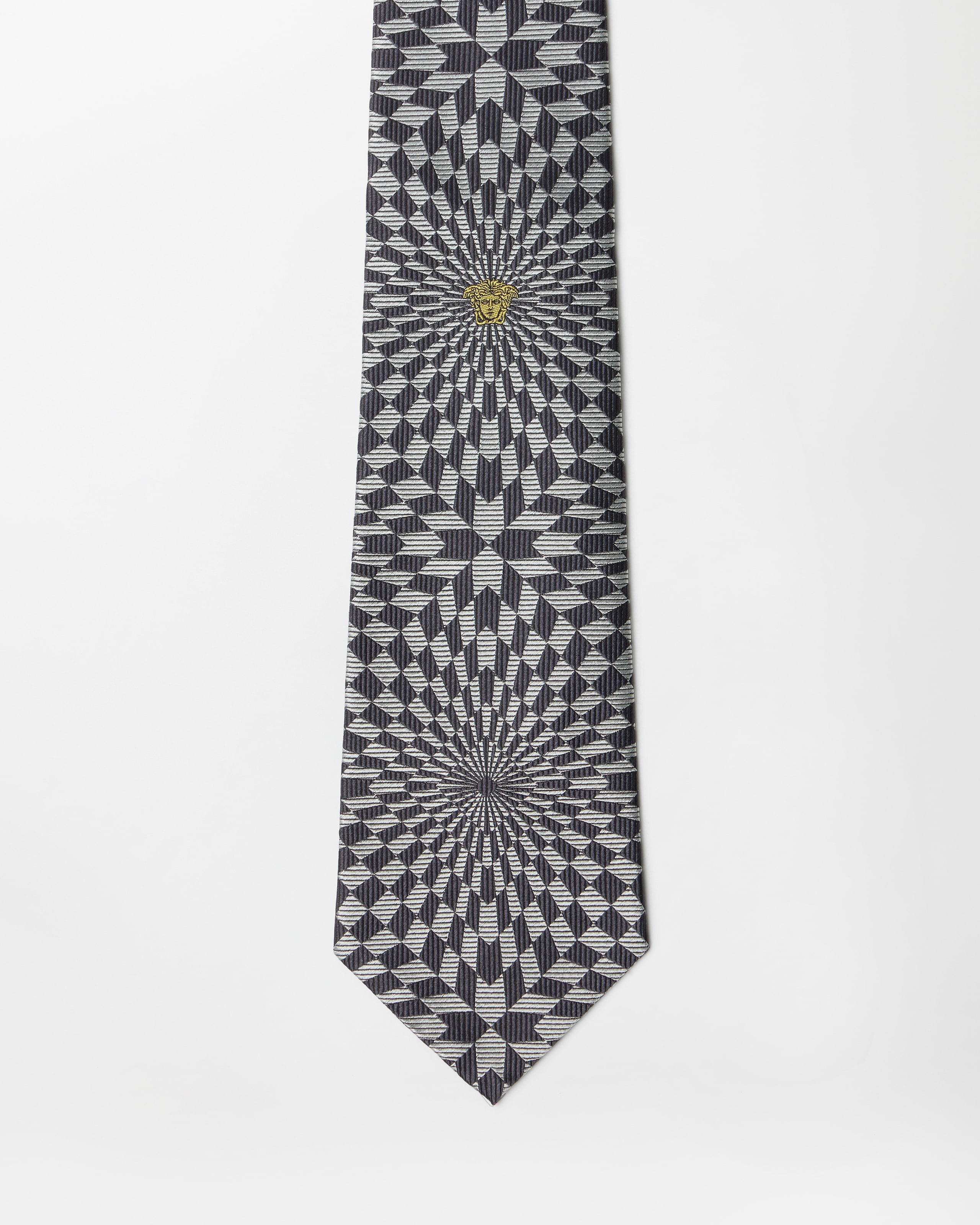 Versace Jacquard Silk Twill Tie In Black