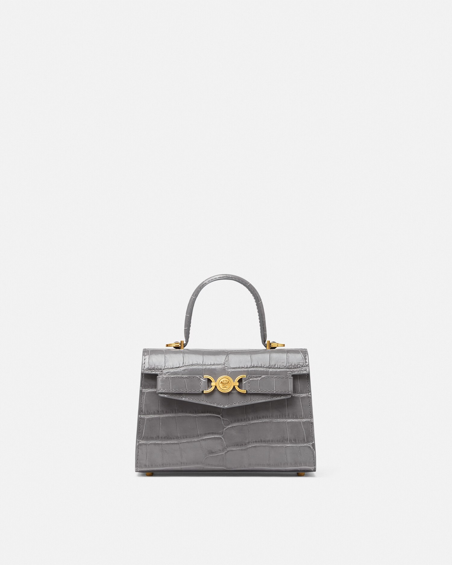 Versace Croc-effect Medusa '95 Small Handbag In Gray