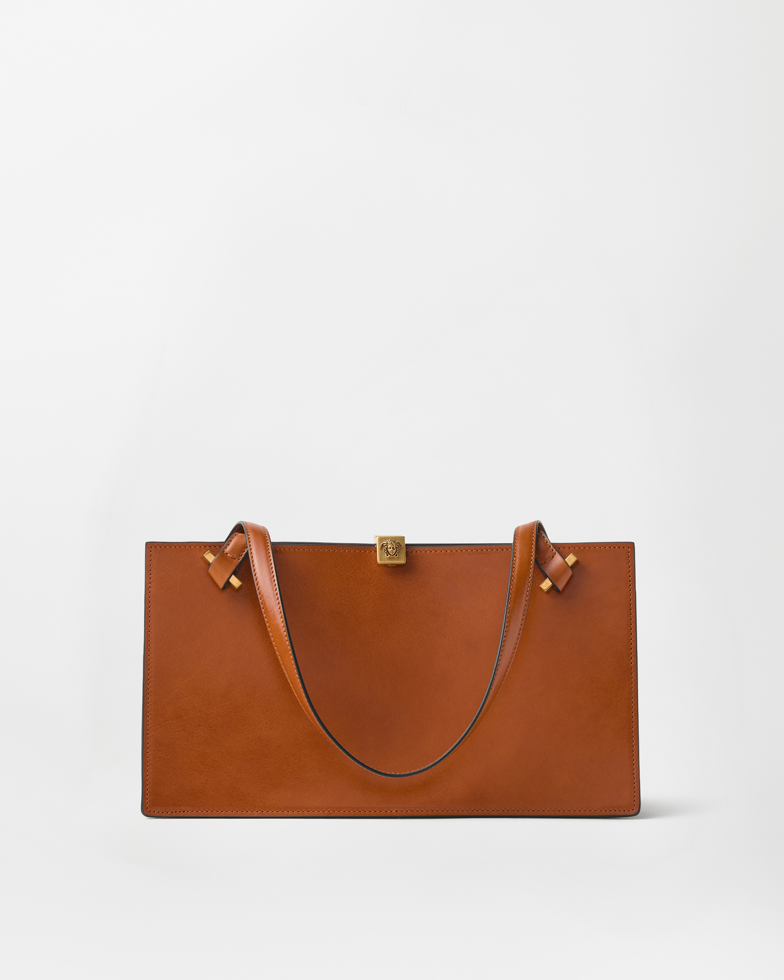 Versace Severine Leather Tote In Brown