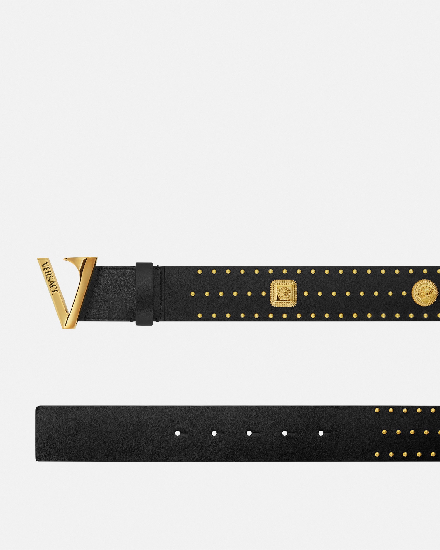 Studded V Leather Belt 1.6"