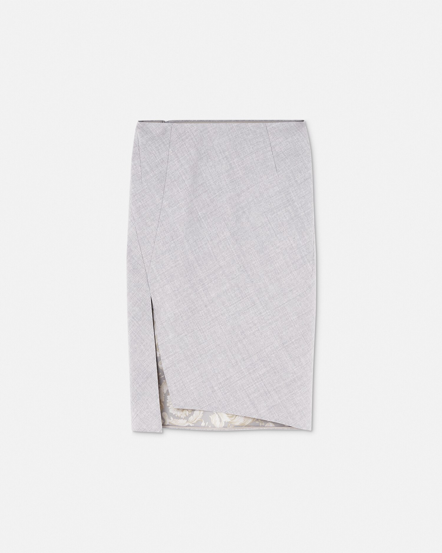 Shop Versace Mélange Slit Pencil Skirt In Gray