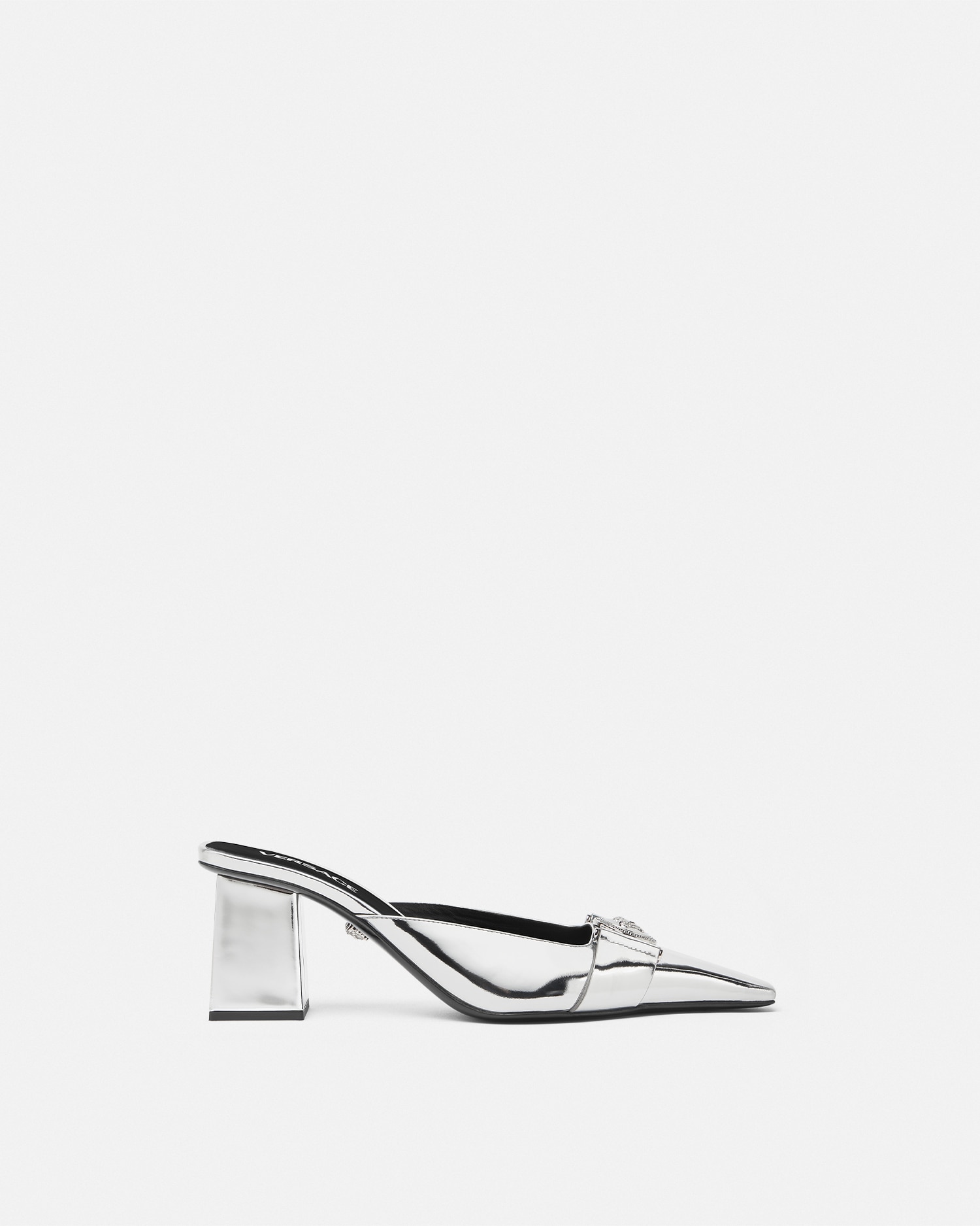 Medusa Buckle Metallic Mule Pumps 70 mm