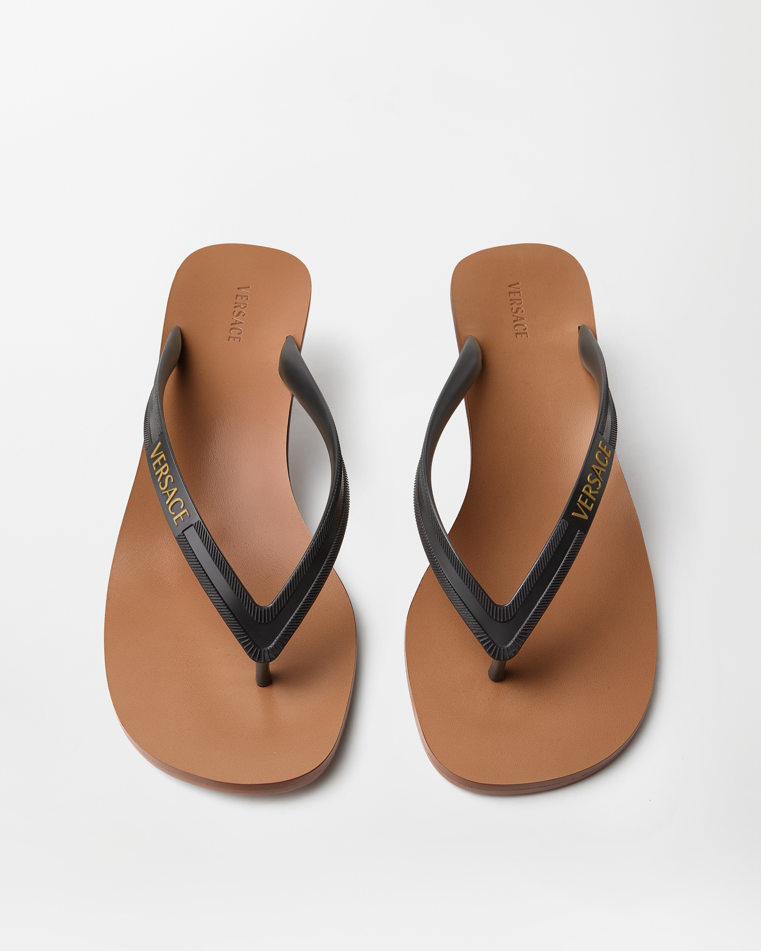 Sophie Rubber Thong Sandals 40 mm Black | VERSACE US