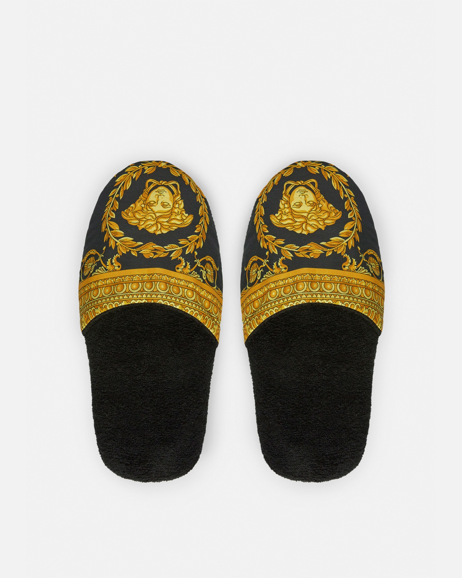 Versace Large I Love Baroque Slippers In Black