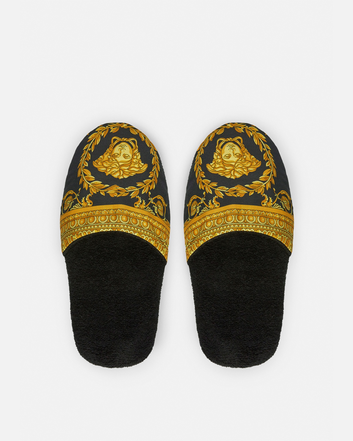 Versace I ♡ Baroque Slippers In Black