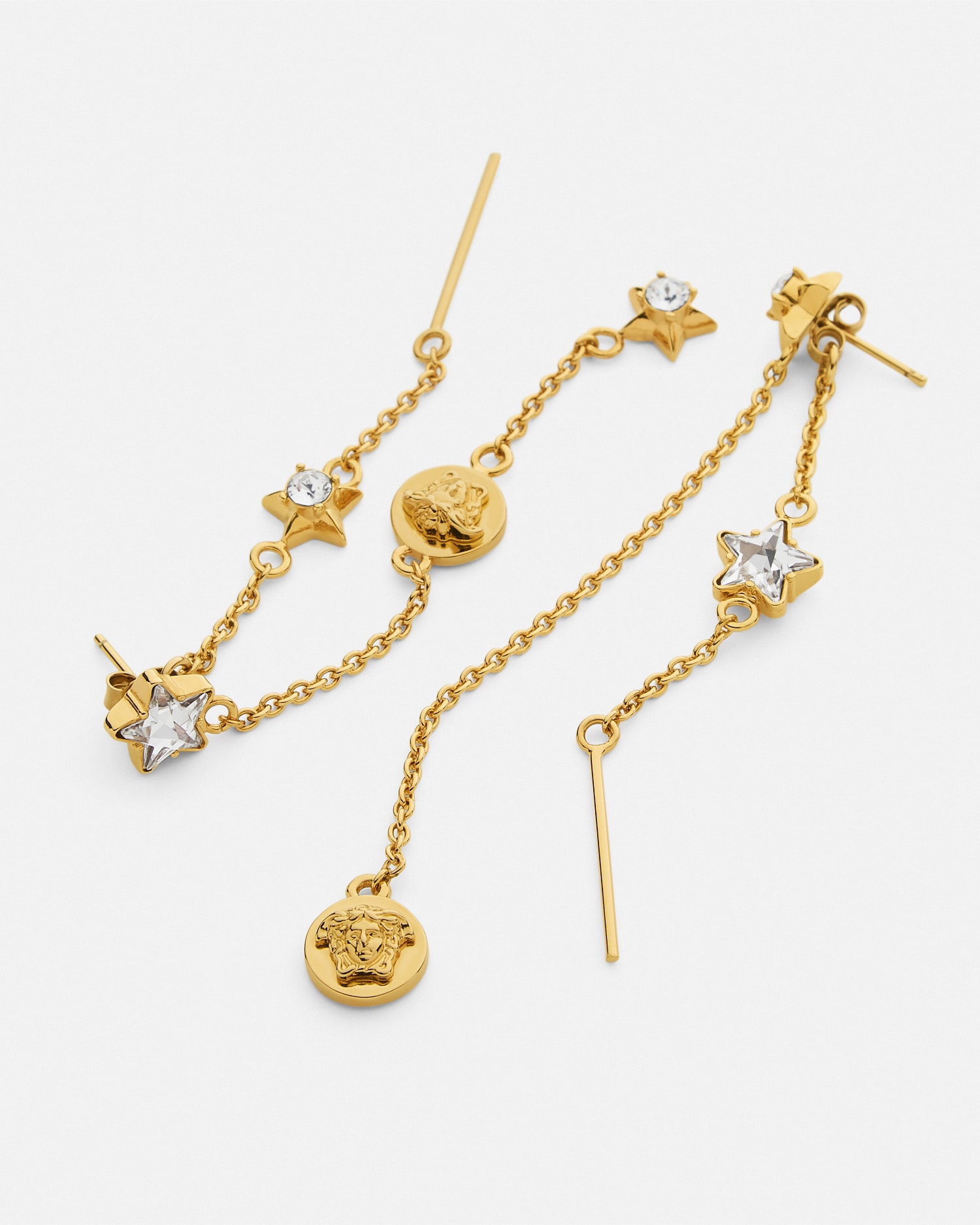 Versace Crystal Medusa Star Drop Earrings In Gold