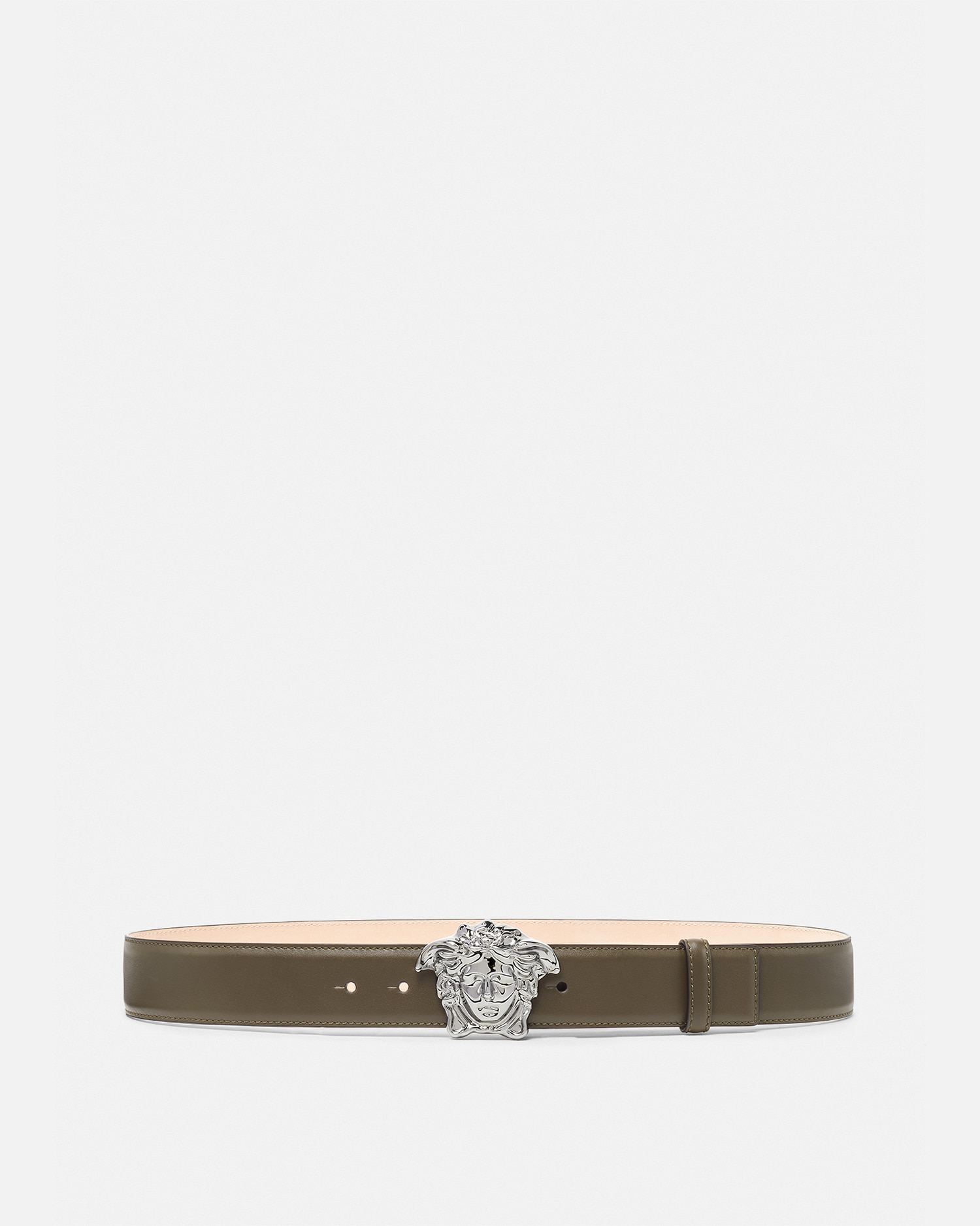 Versace La Medusa Leather Belt In Brown