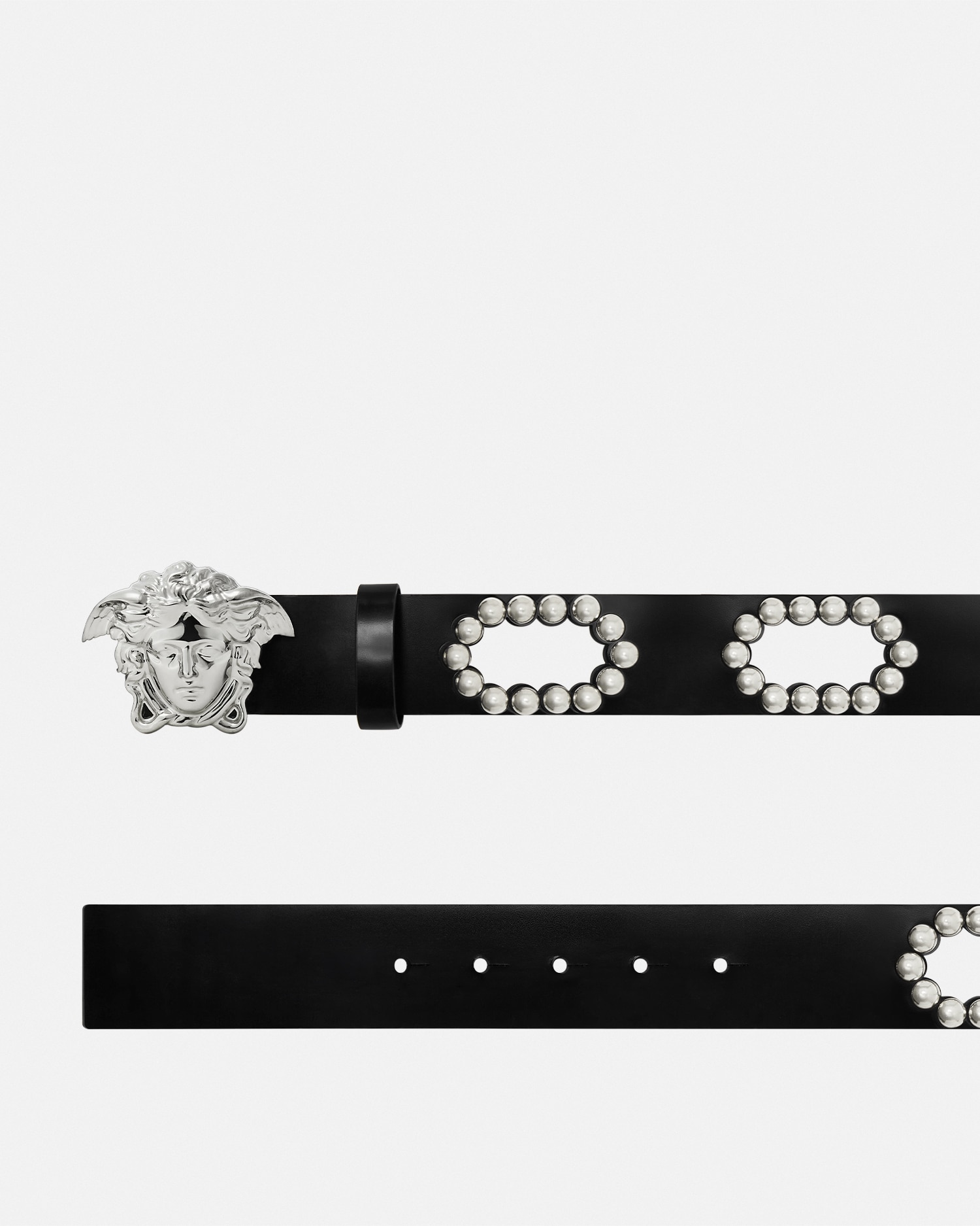 Versace La Medusa Studded Ceinture En Cuir 4 Cm