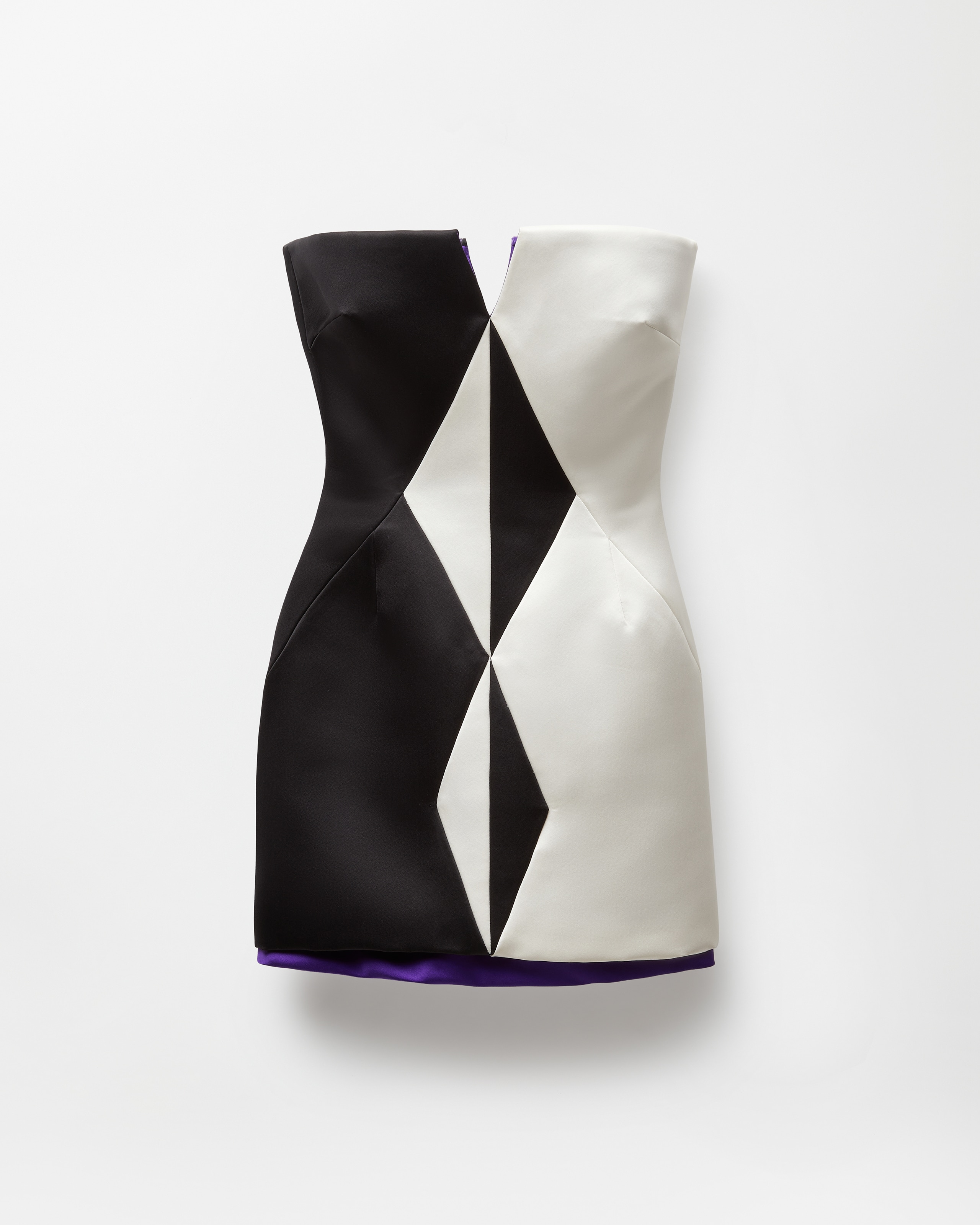 Versace Mini Robe En Soie Duchesse In Noir+blanc