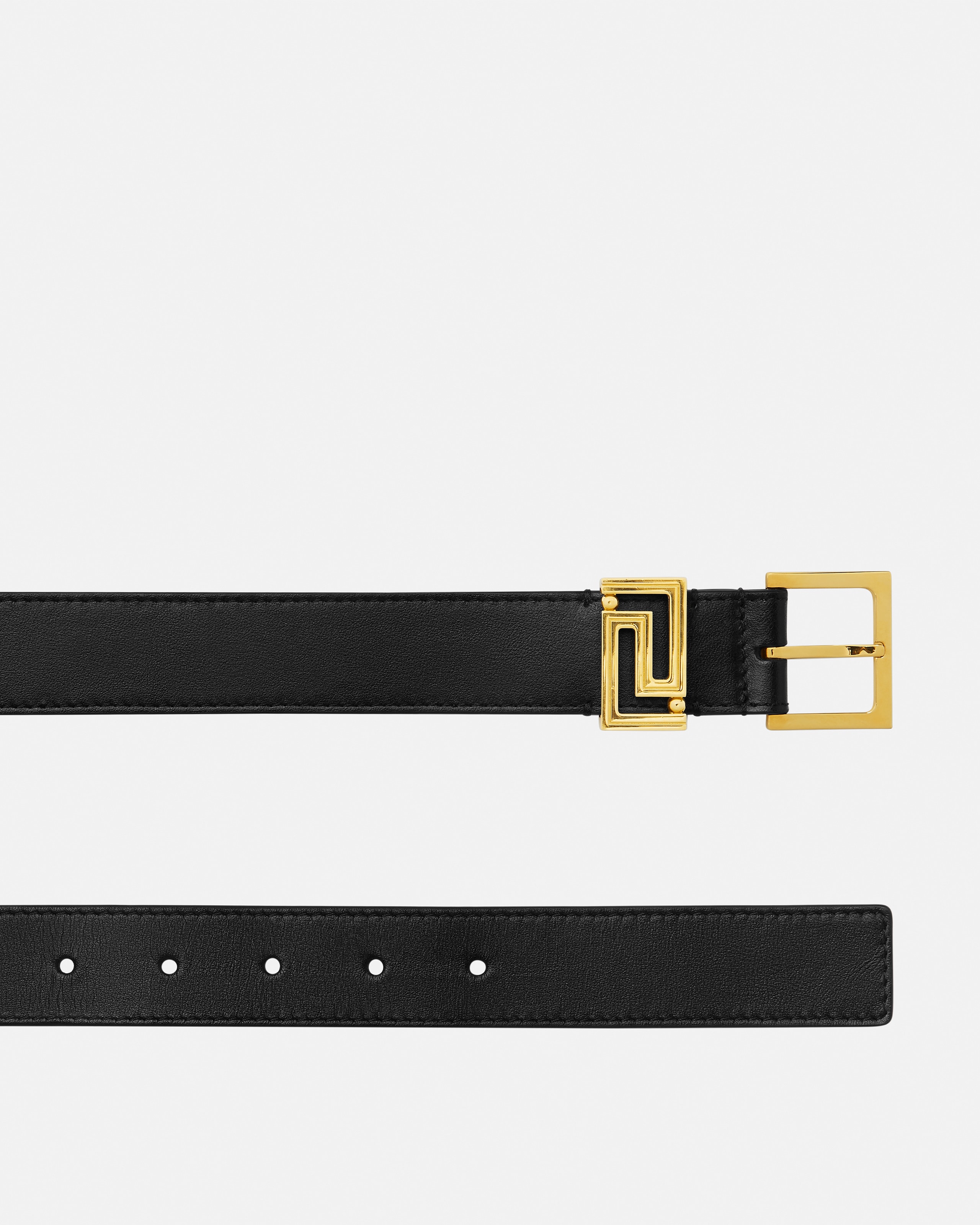 Versace Greca Goddess Leather Belt 3 Cm In Black