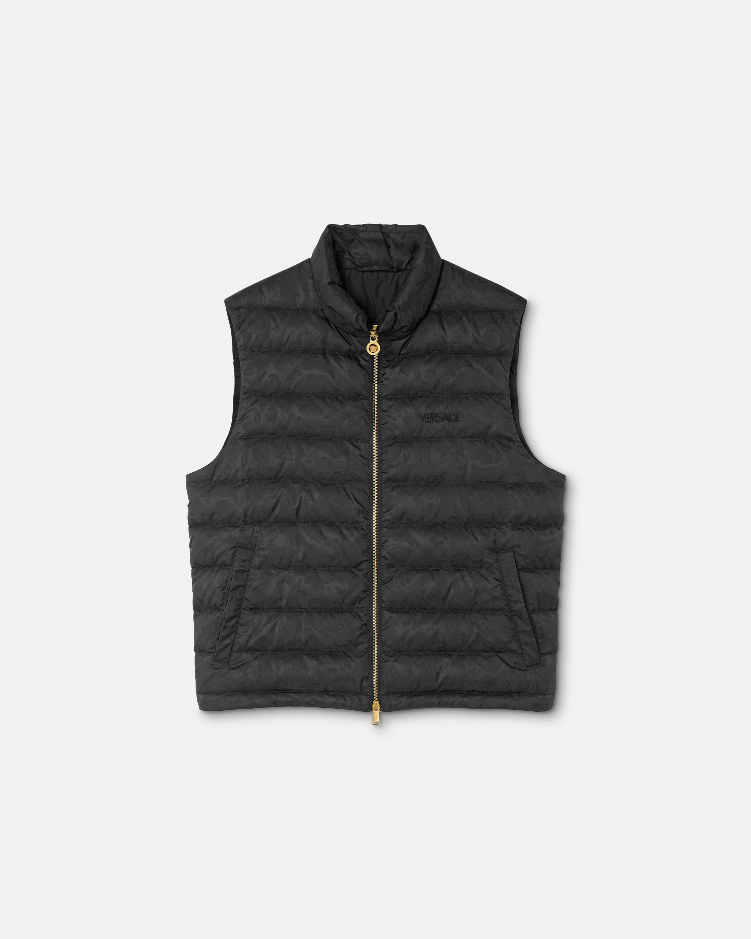 Versace Gilet Doudoune À Motif Barocco En Jacquard